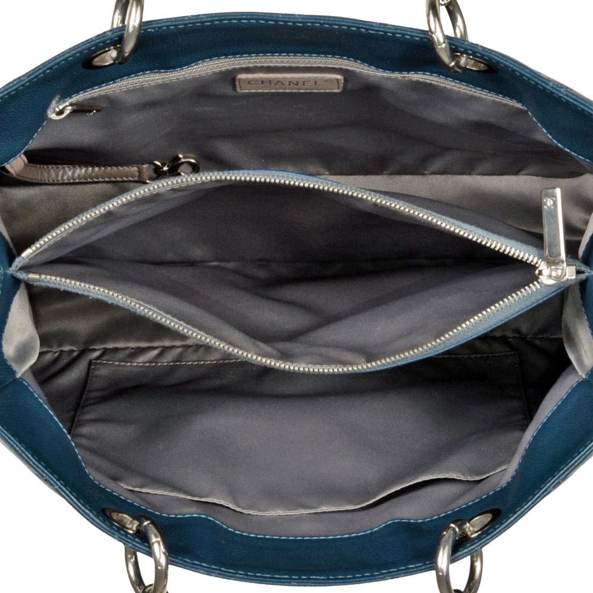 Chanel Blue Grained Calfskin Tote Bag (Pre-Owned)