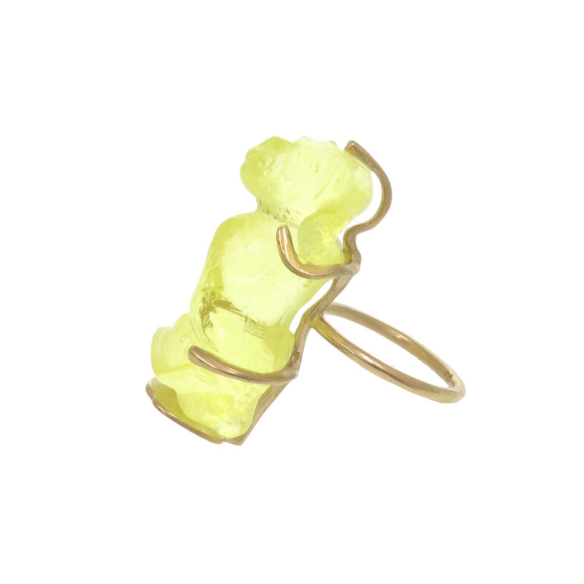 Christian Dior Gold Yellow Metal Plastic Band Ring (Pre-Owned)