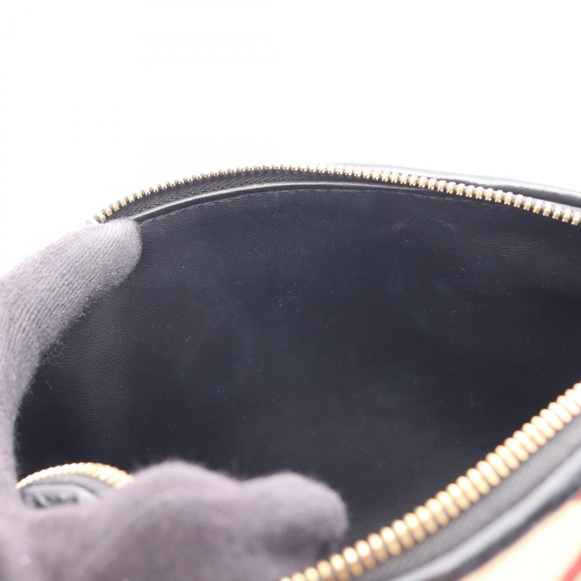 Louis Vuitton Beige Black Red Color Leather Handbag (Pre-Owned)