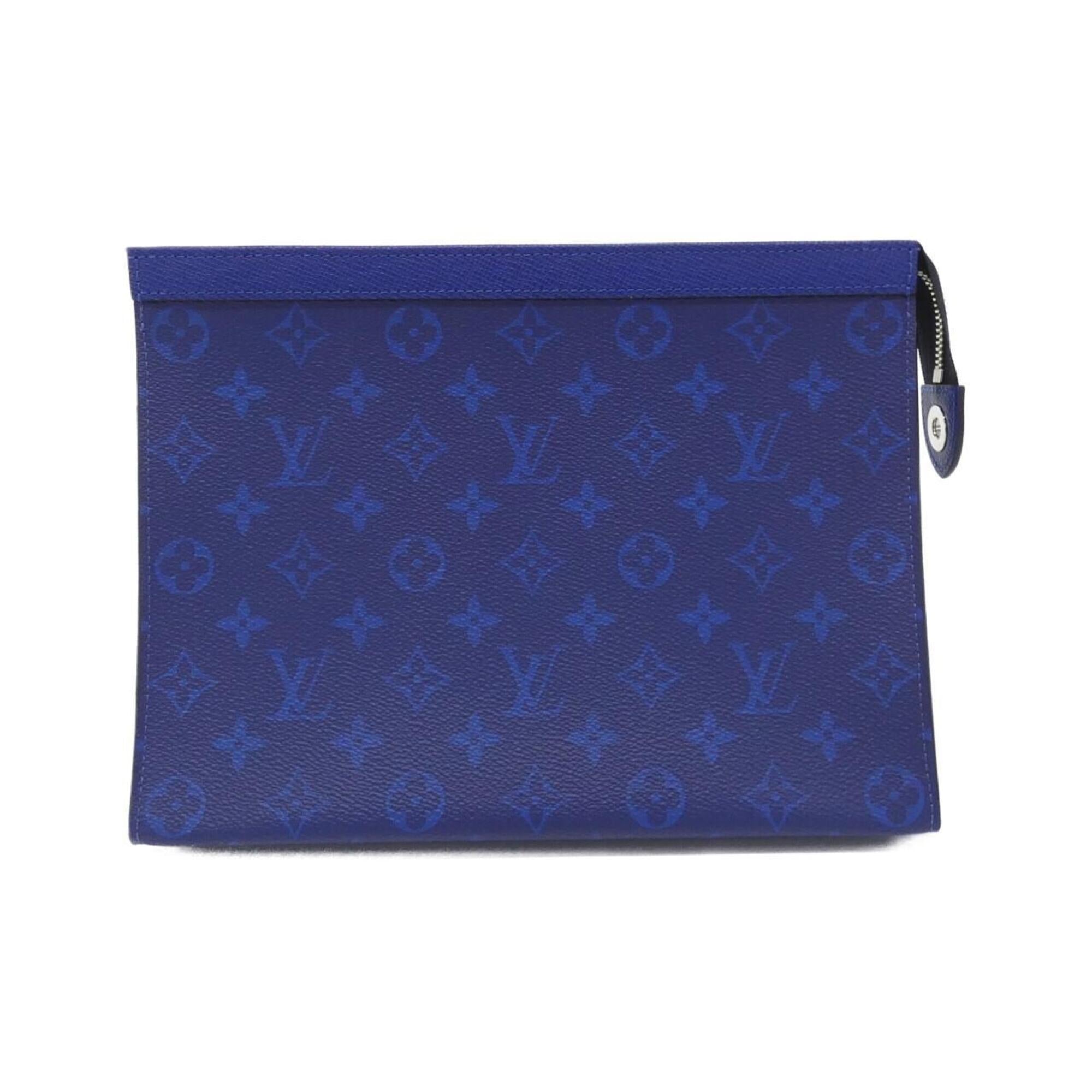 Louis Vuitton Blue Cobalt Coated Canvas Leather Handbag Pochette (Pre-Owned)