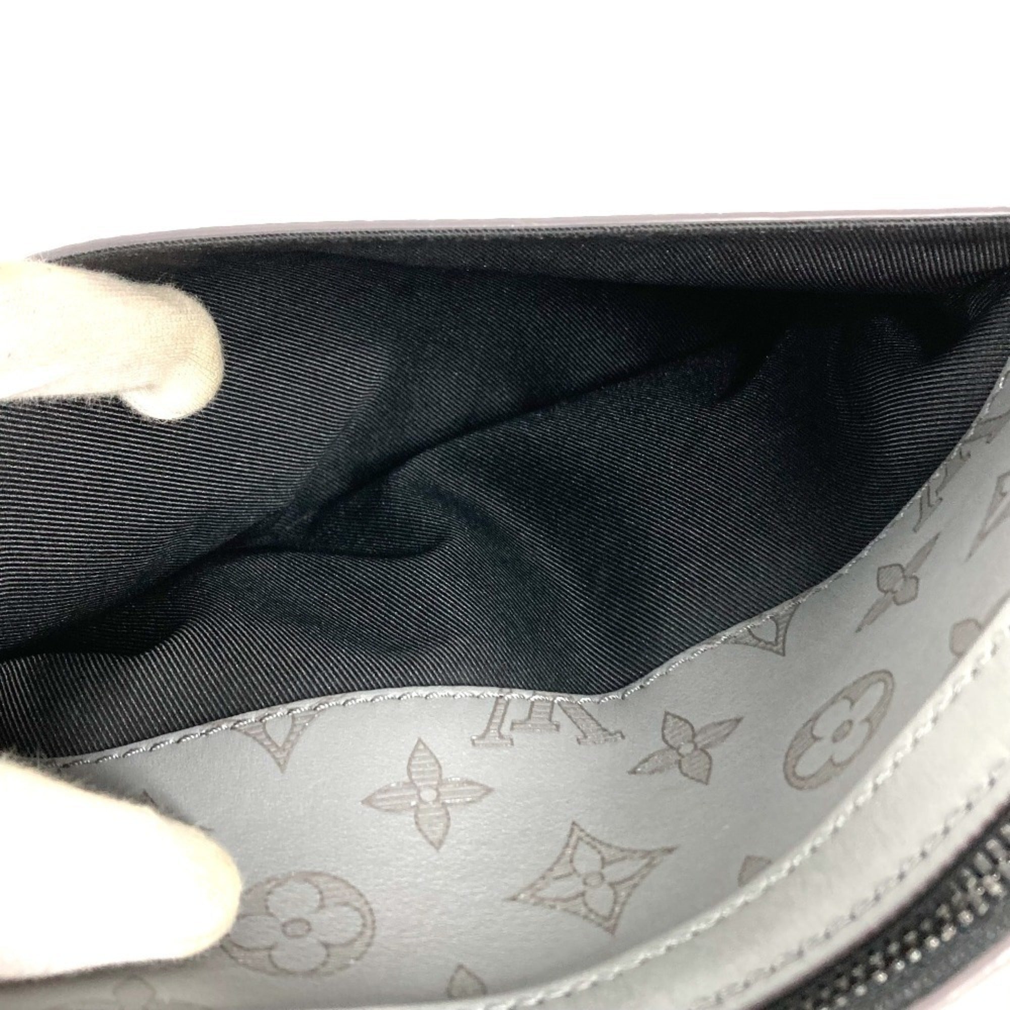 Louis Vuitton Gray Monogram Shadow Clutch Bag Shoulder Bag (Pre-Owned)