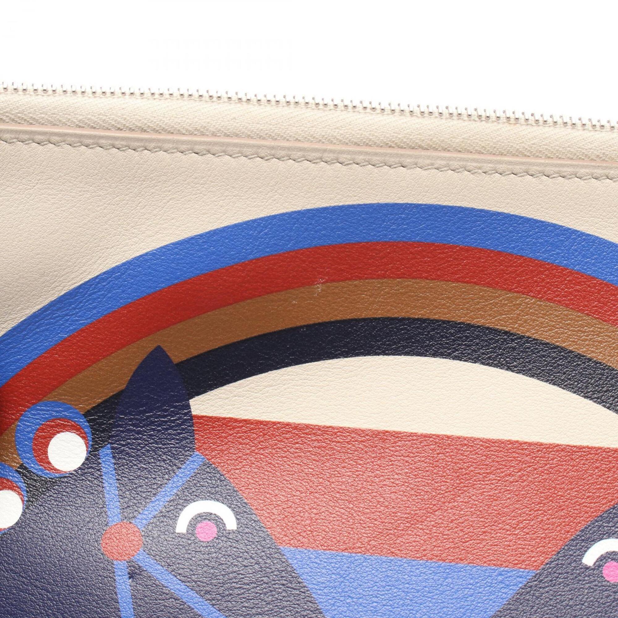 Hermes Beige Multi-Color Swift Leather Handbag Pouch (Pre-Owned)