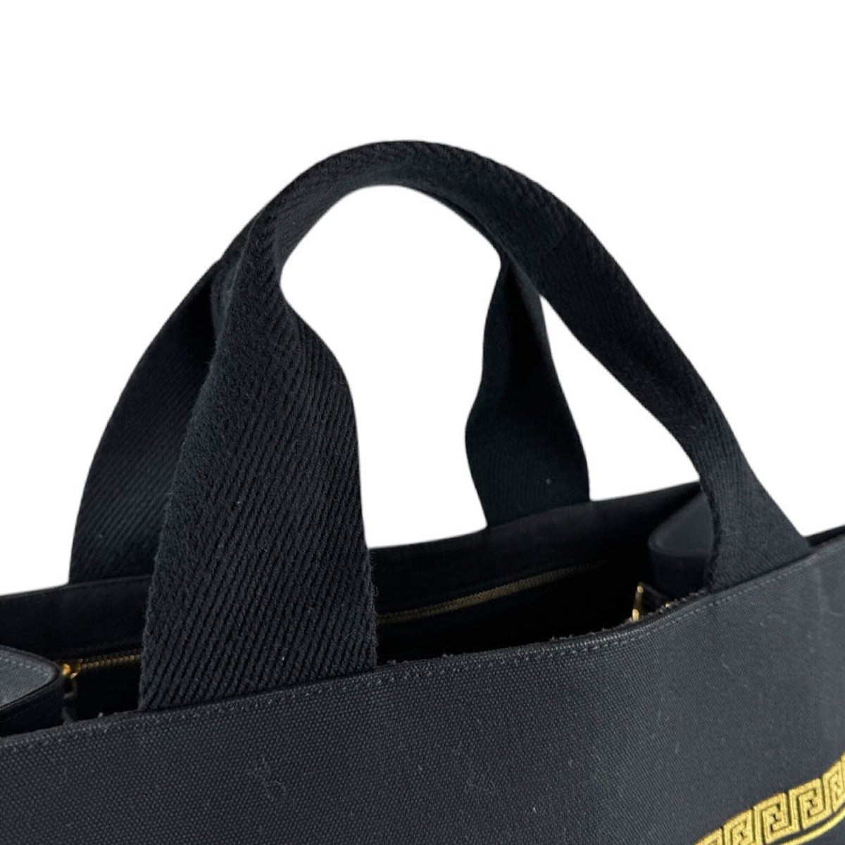 Fendi Black Gold Canvas Handbag Shoulder Bag (Pre-Owned)