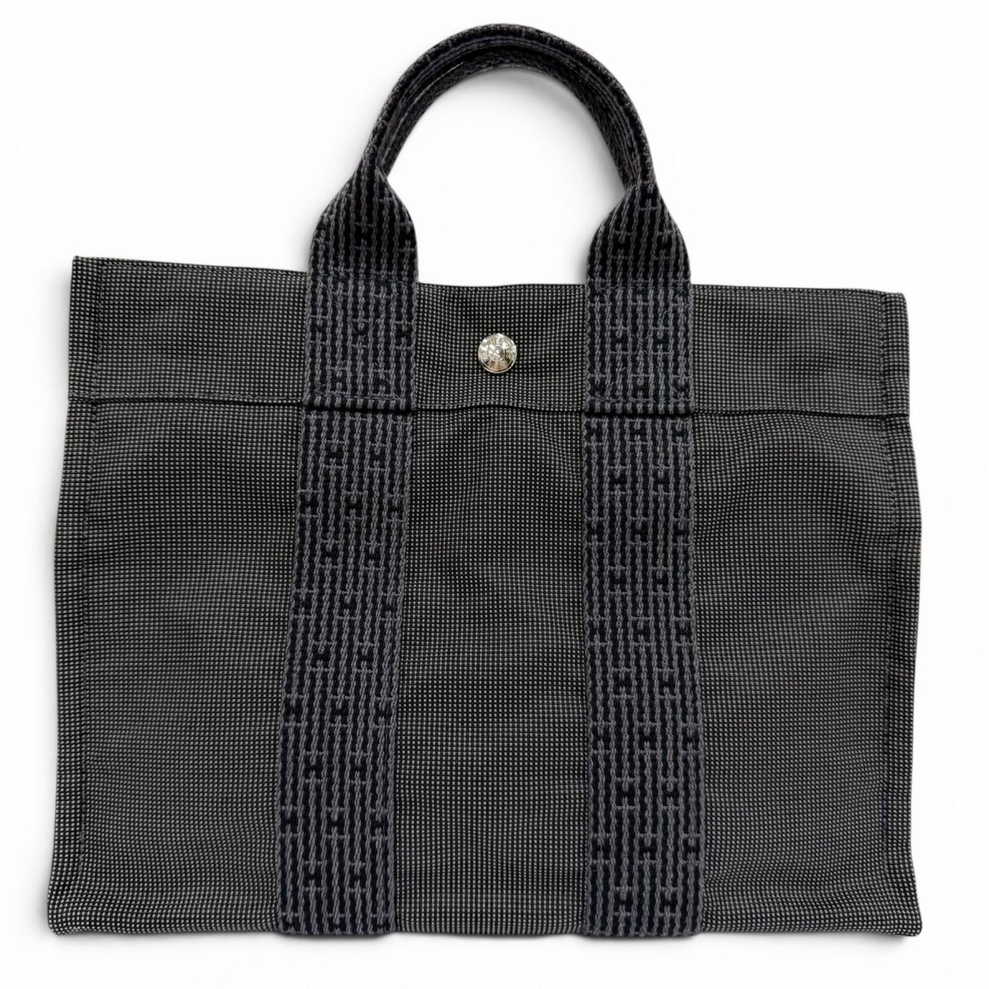 Hermes Gray Polyamide Polyester Handbag Tote Bag (Pre-Owned)