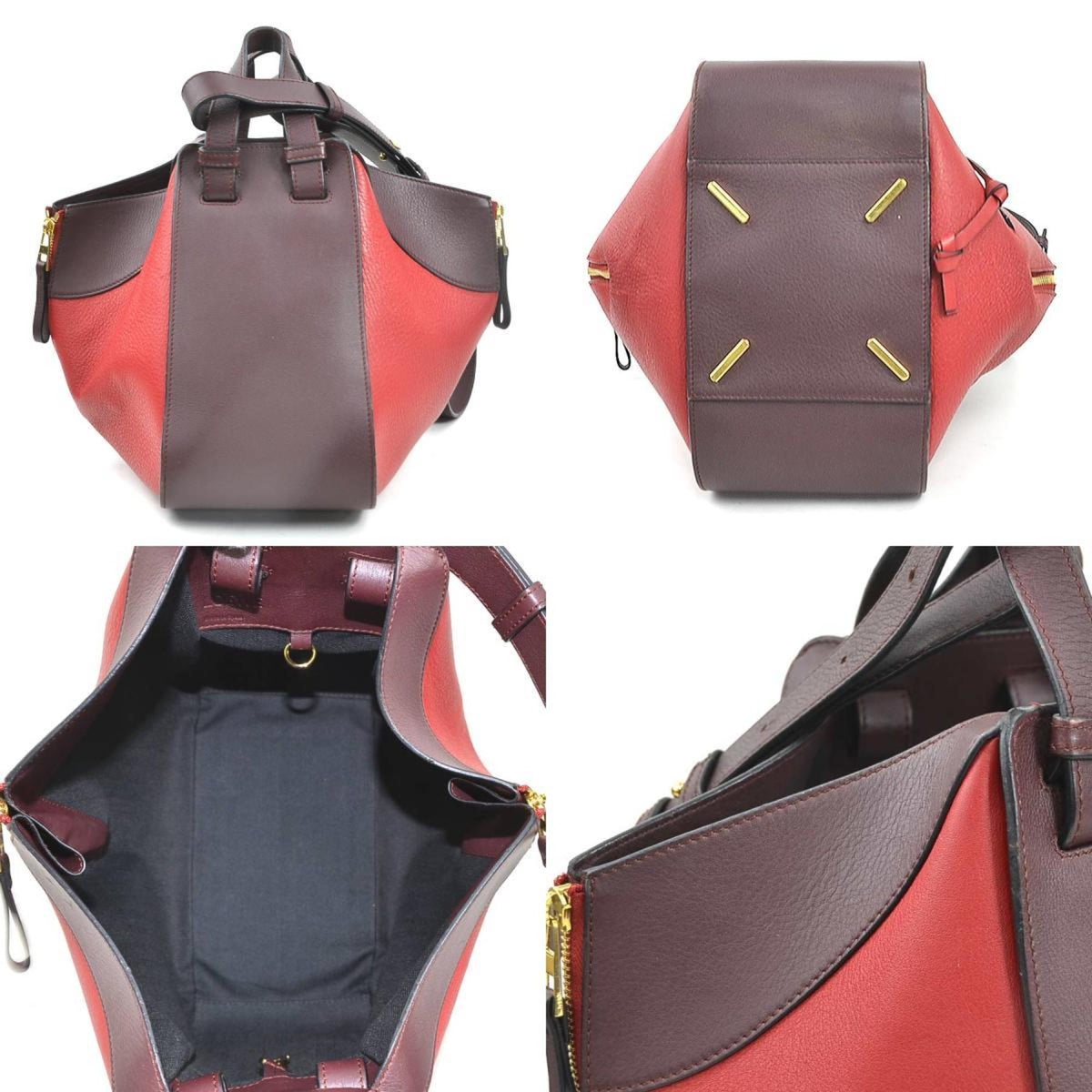 Loewe Burgundy Red Color Leather Handbag Shoulder Bag (Pre-Owned)