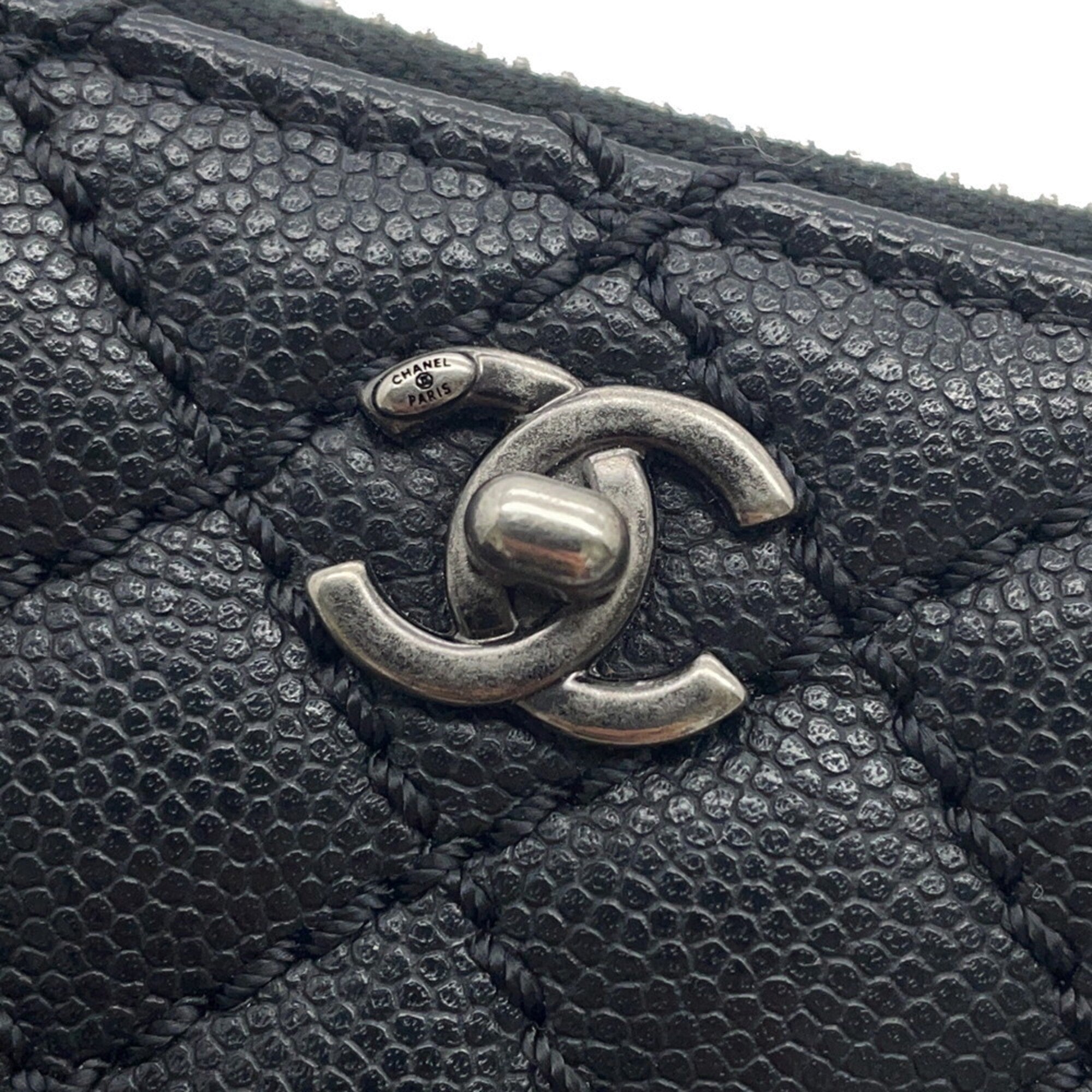 Chanel Black Grained Calfskin Coin Purse/Coin Case (Pre-Owned)