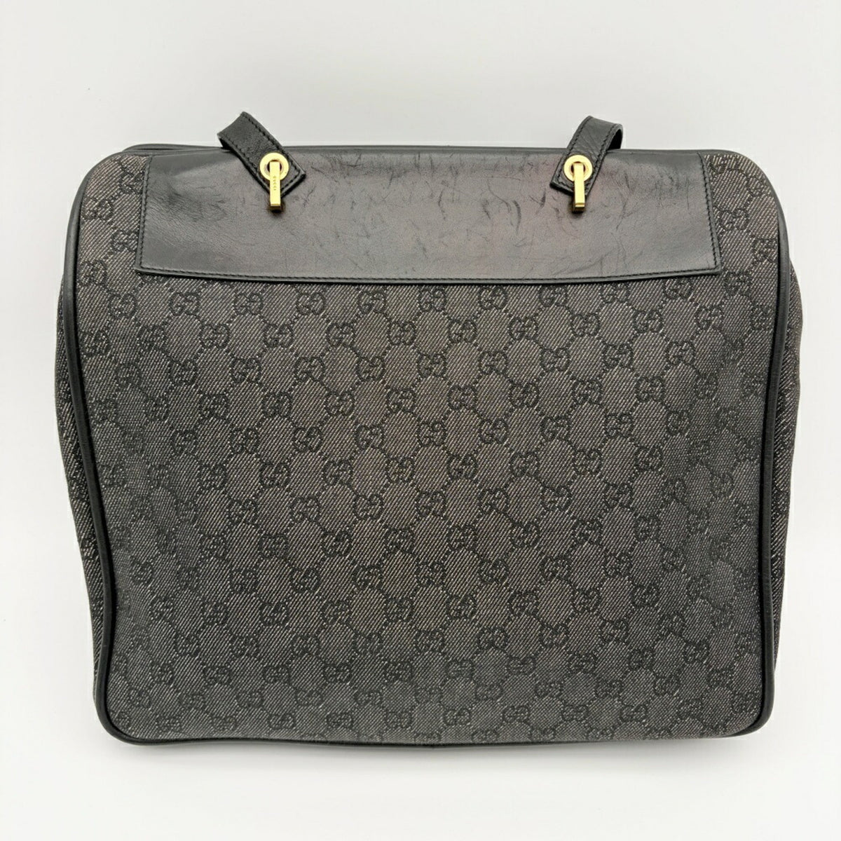 Gucci Black Canvas Leather Tote Bag (Pre-Owned)
