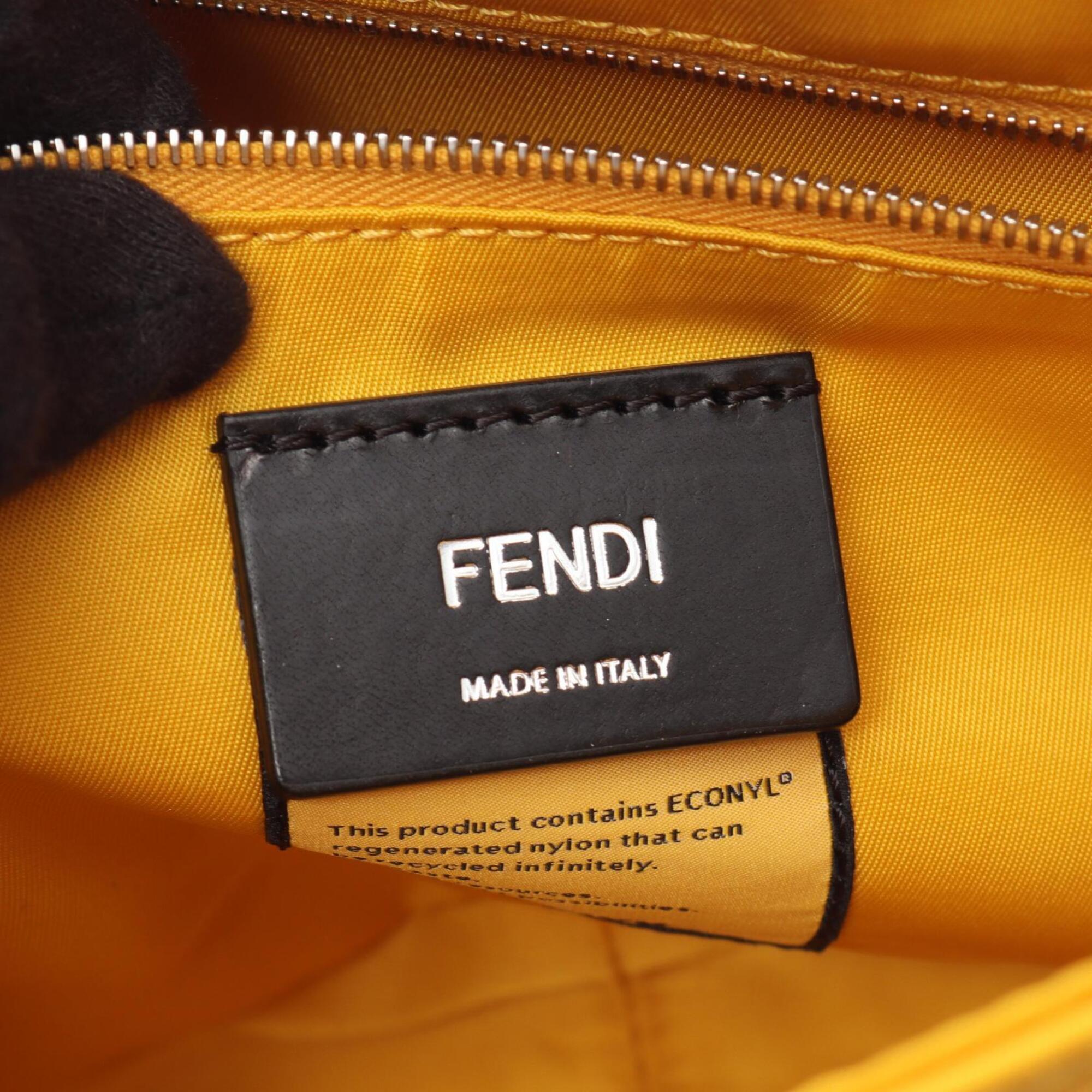 Fendi Yellow Nylon Leather Baguette Bag Messenger Bag Shoulder Bag (Pre-Owned)