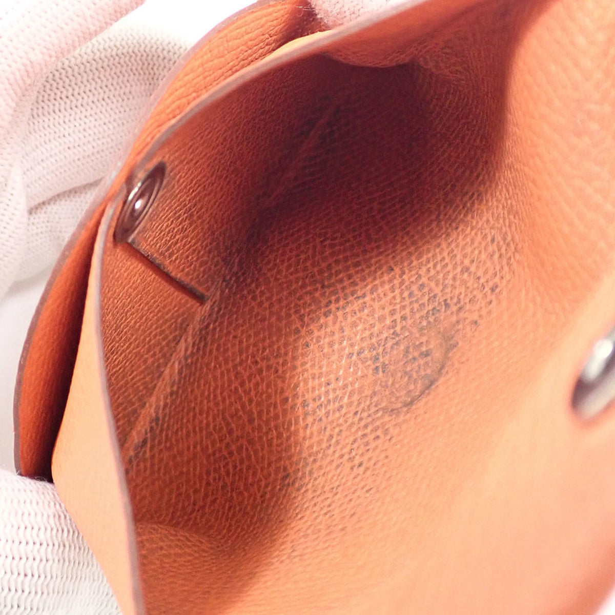 Hermes Bastia Orange Leather Coin Purse/Coin Case (Pre-Owned)