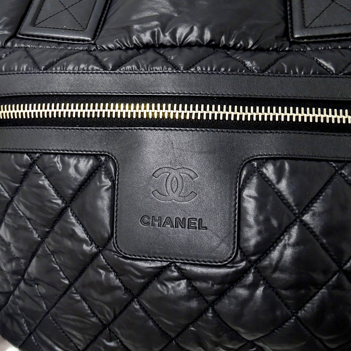 Chanel Black Nylon Handbag Tote Bag (Pre-Owned)