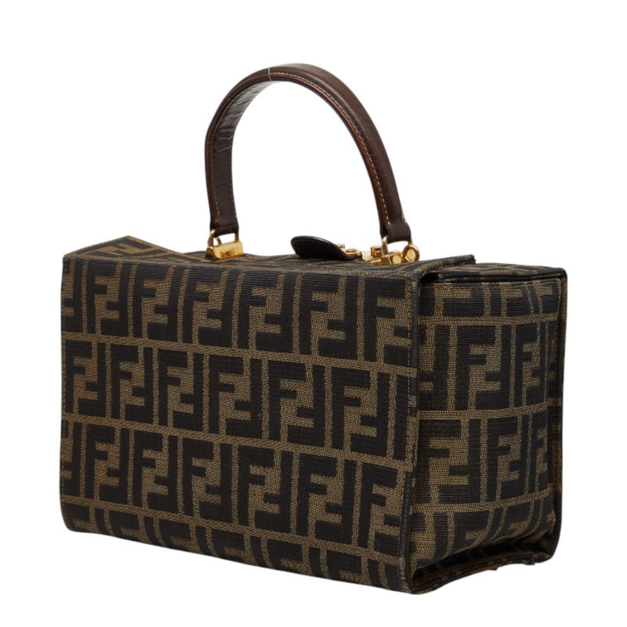 Fendi Brown Canvas Leather Handbag Shoulder Bag (Pre-Owned)