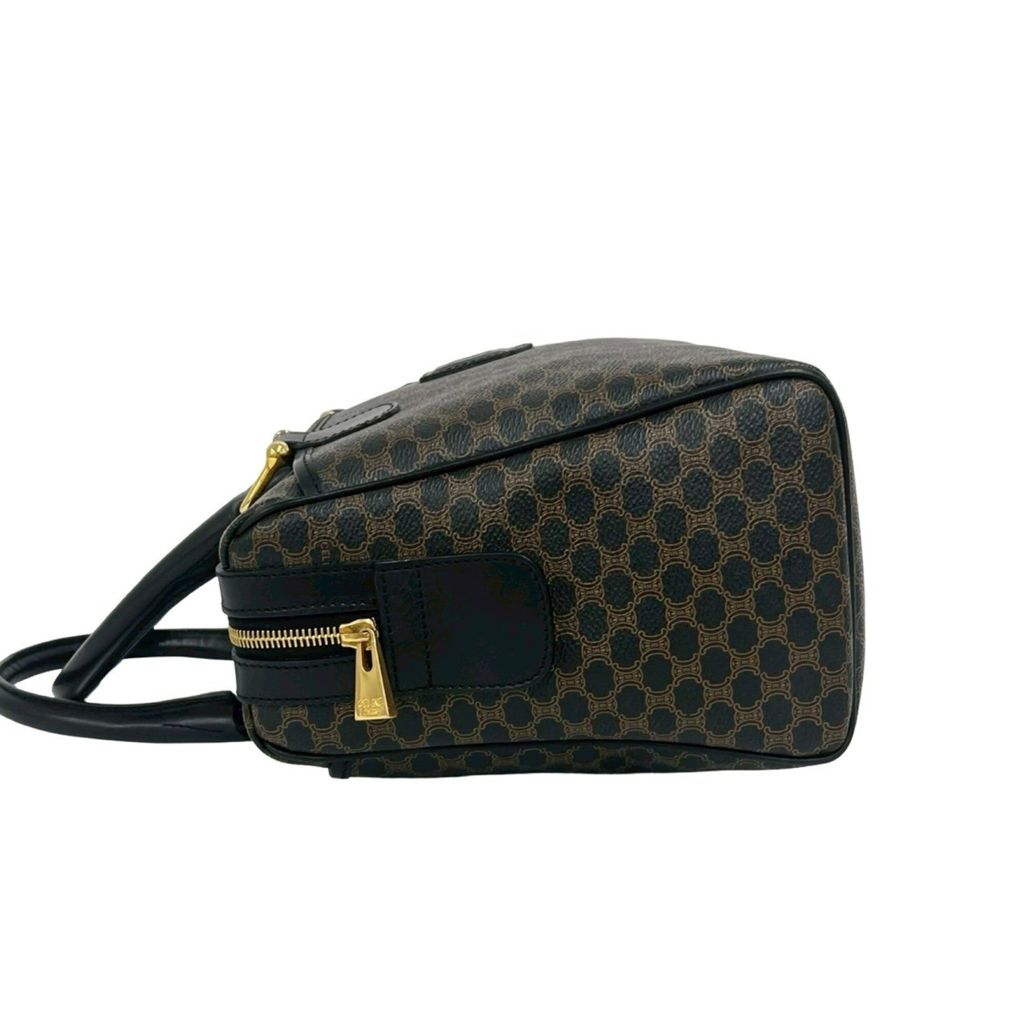 Celine Black Brown Pvc Leather Boston Bag Handbag (Pre-Owned)