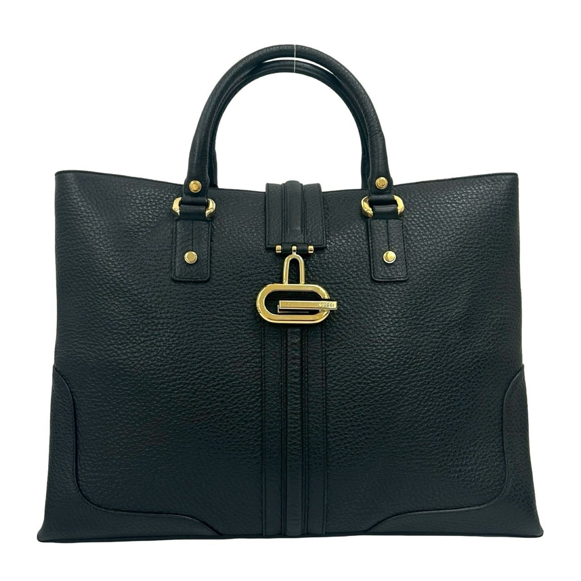 Gucci Black Leather Handbag Tote Bag (Pre-Owned)