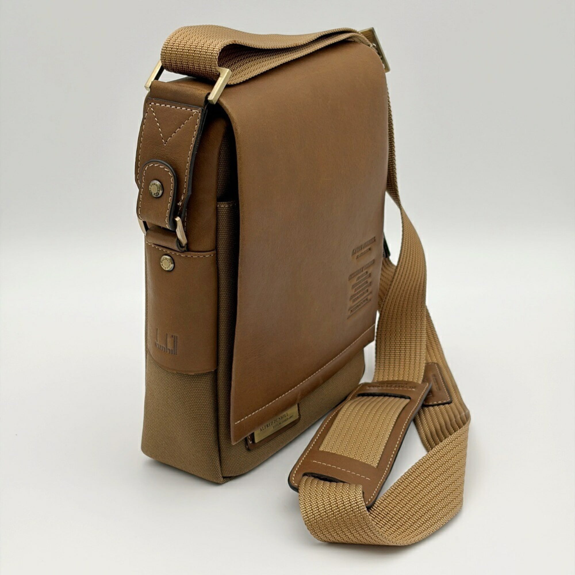 Dunhill Beige Brown Canvas Leather Crossbody Bag Shoulder Bag (Pre-Owned)