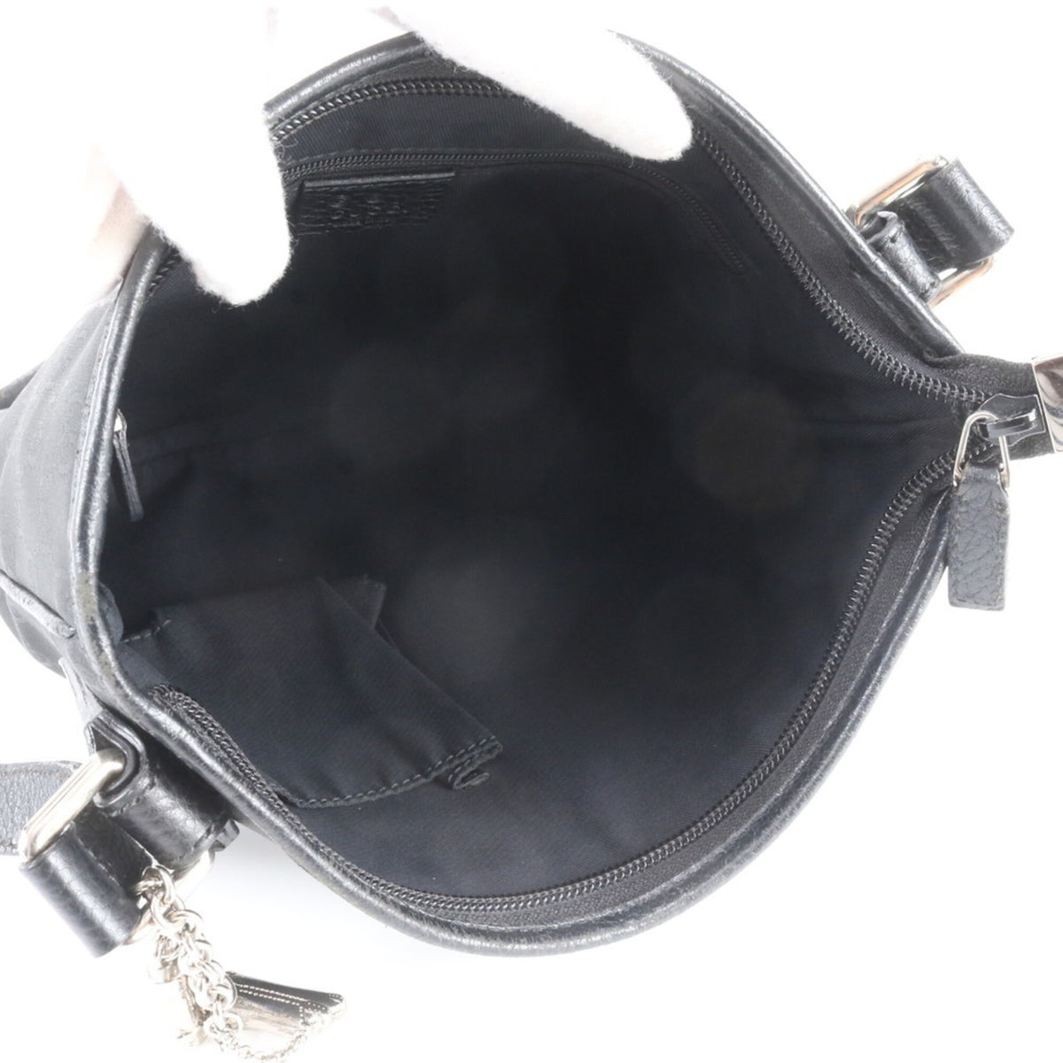 Gucci Black Leather Nylon Crossbody Bag Shoulder Bag Tote Bag (Pre-Owned)