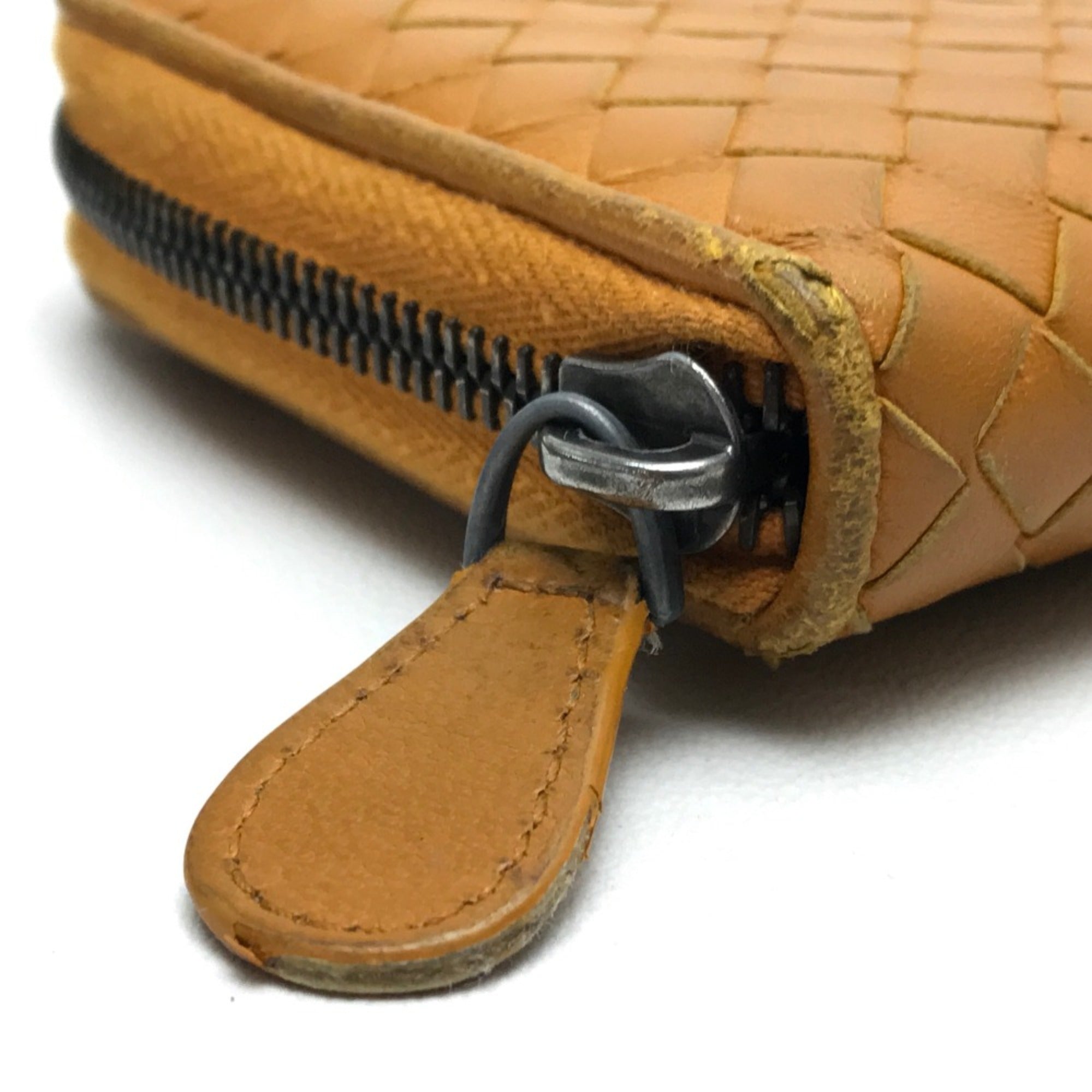 Bottega Veneta Orange Leather Long Wallet (Bi-Fold) (Pre-Owned)