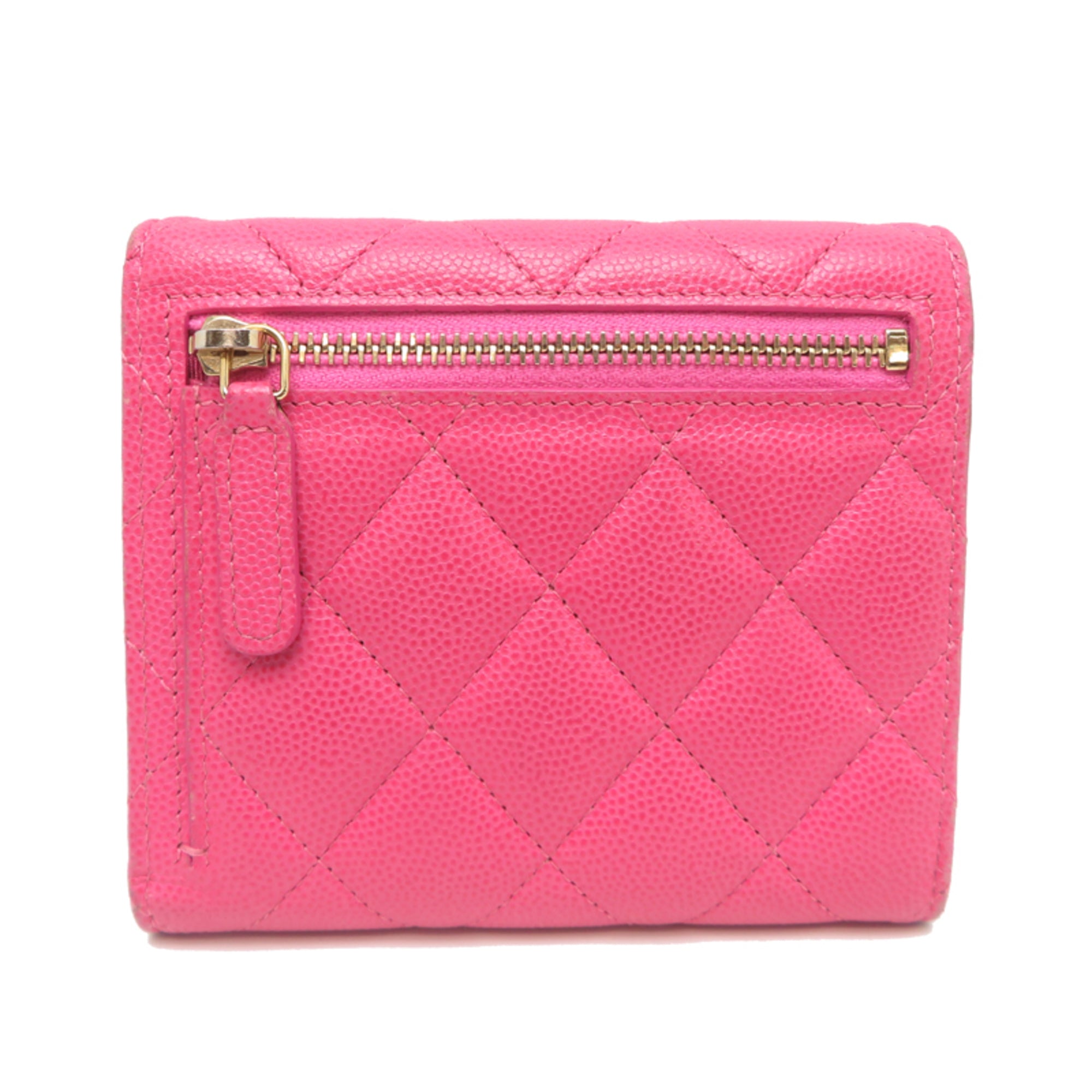 Chanel Pink Grained Calfskin Wallet (Tri-Fold) (Pre-Owned)