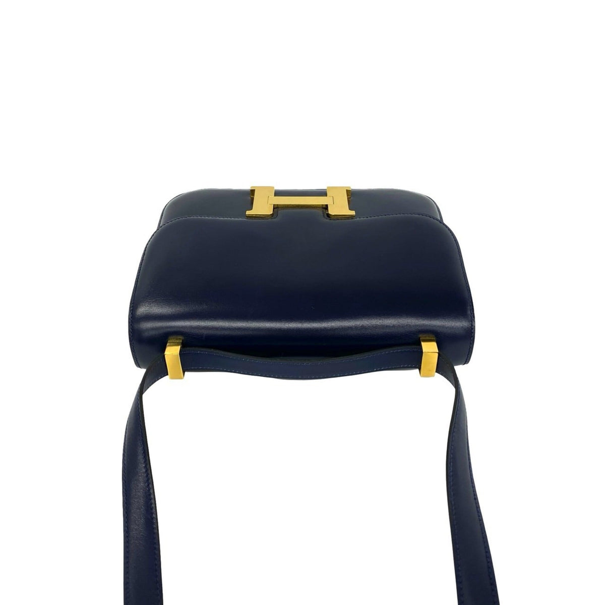 Hermes Navy Box Calf Leather Pochette Shoulder Bag (Pre-Owned)