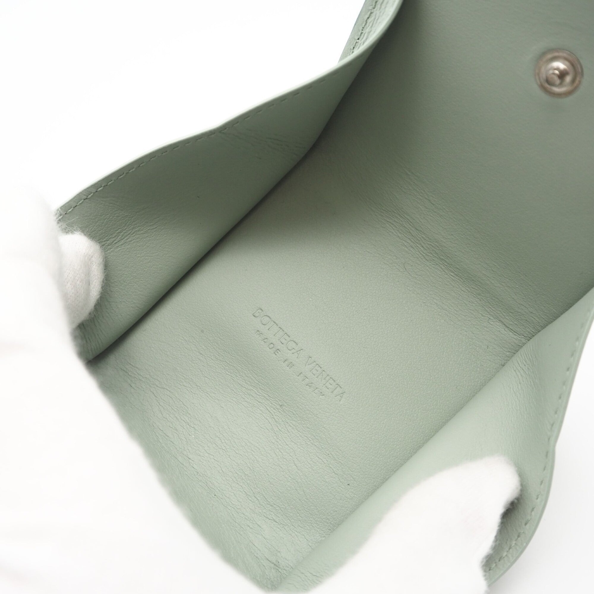 Bottega Veneta Intrecciato Green Leather Coin Purse/Coin Case (Pre-Owned)