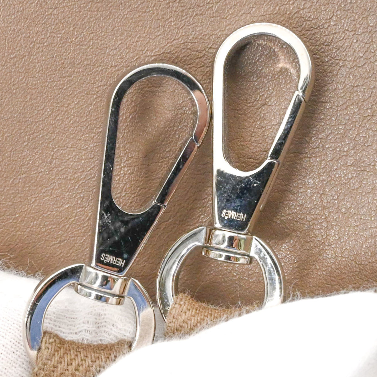 Hermes Etoupe Gray Leather Handbag Pouch (Pre-Owned)