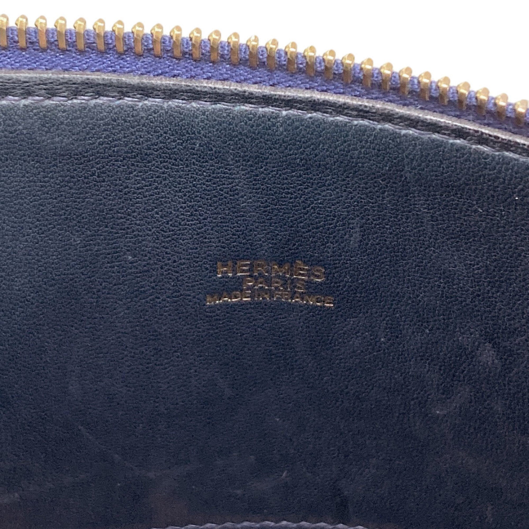 Hermes Dark Blue Box Calf Leather Handbag (Pre-Owned)
