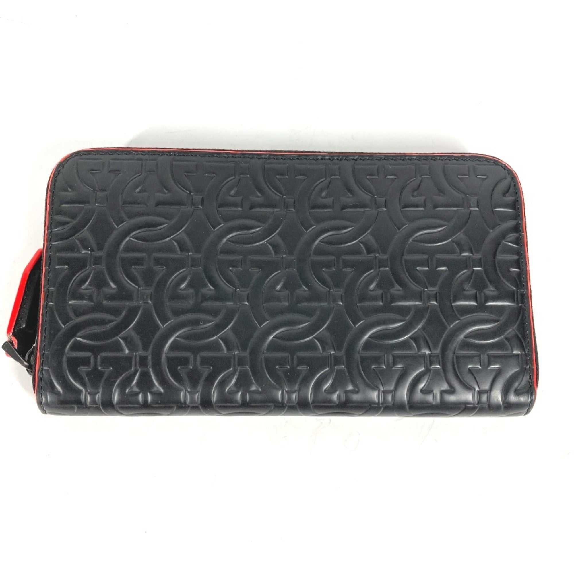 Salvatore Ferragamo Black Red Color Leather Long Wallet (Bi-Fold) (Pre-Owned)