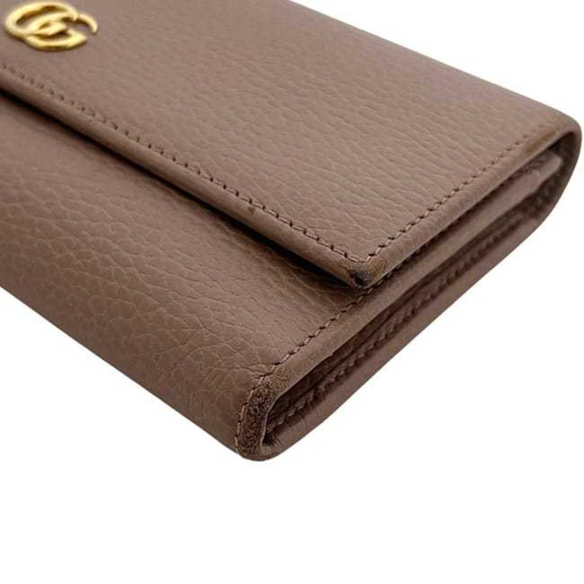 Gucci Pink Beige Leather Long Wallet (Bi-Fold) (Pre-Owned)
