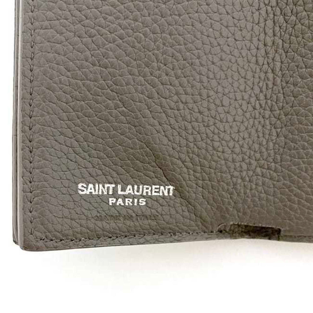 Yves Saint Laurent Gray Leather Wallet (Tri-Fold) (Pre-Owned)