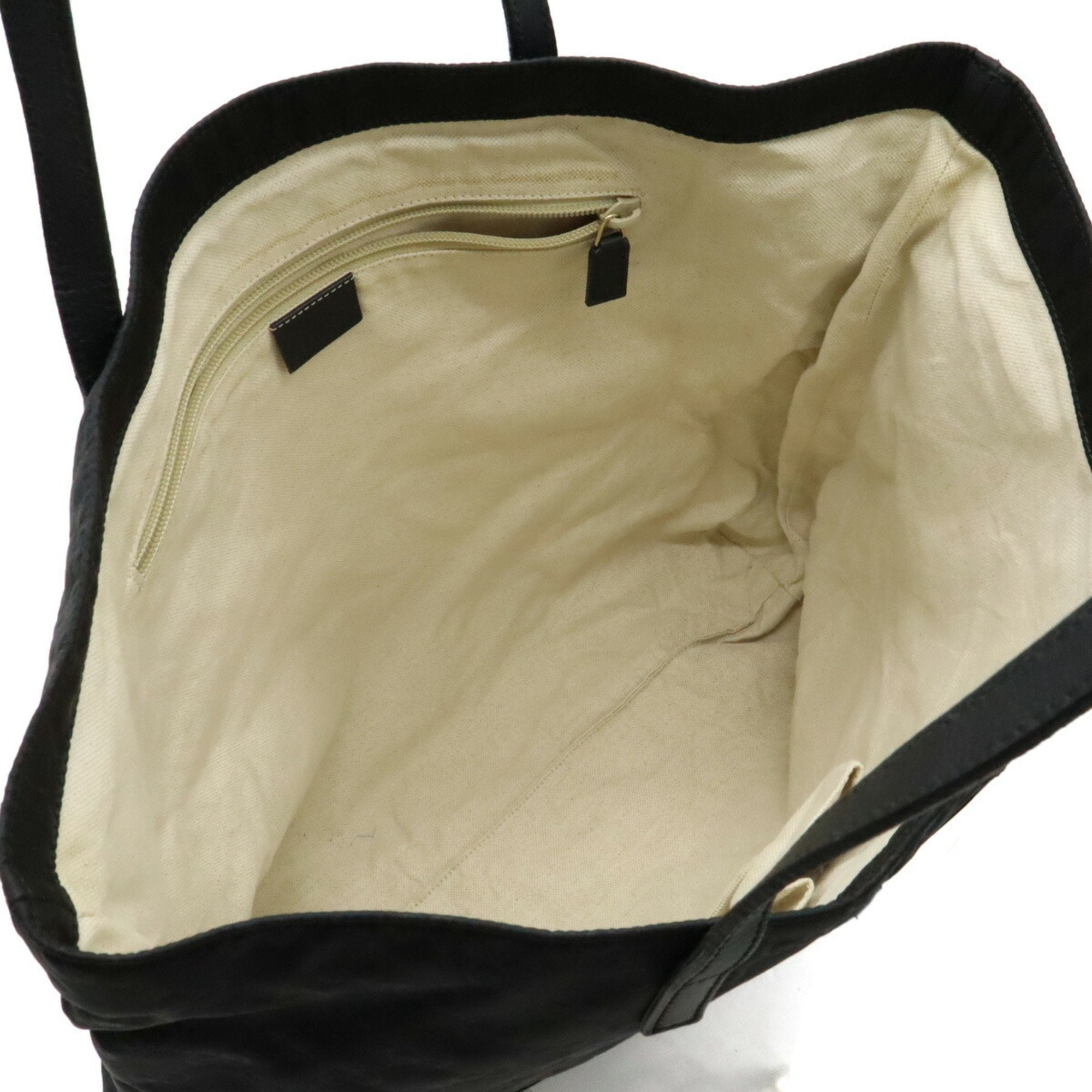 Gucci Black Nylon Leather Shoulder Bag Tote Bag (Pre-Owned)