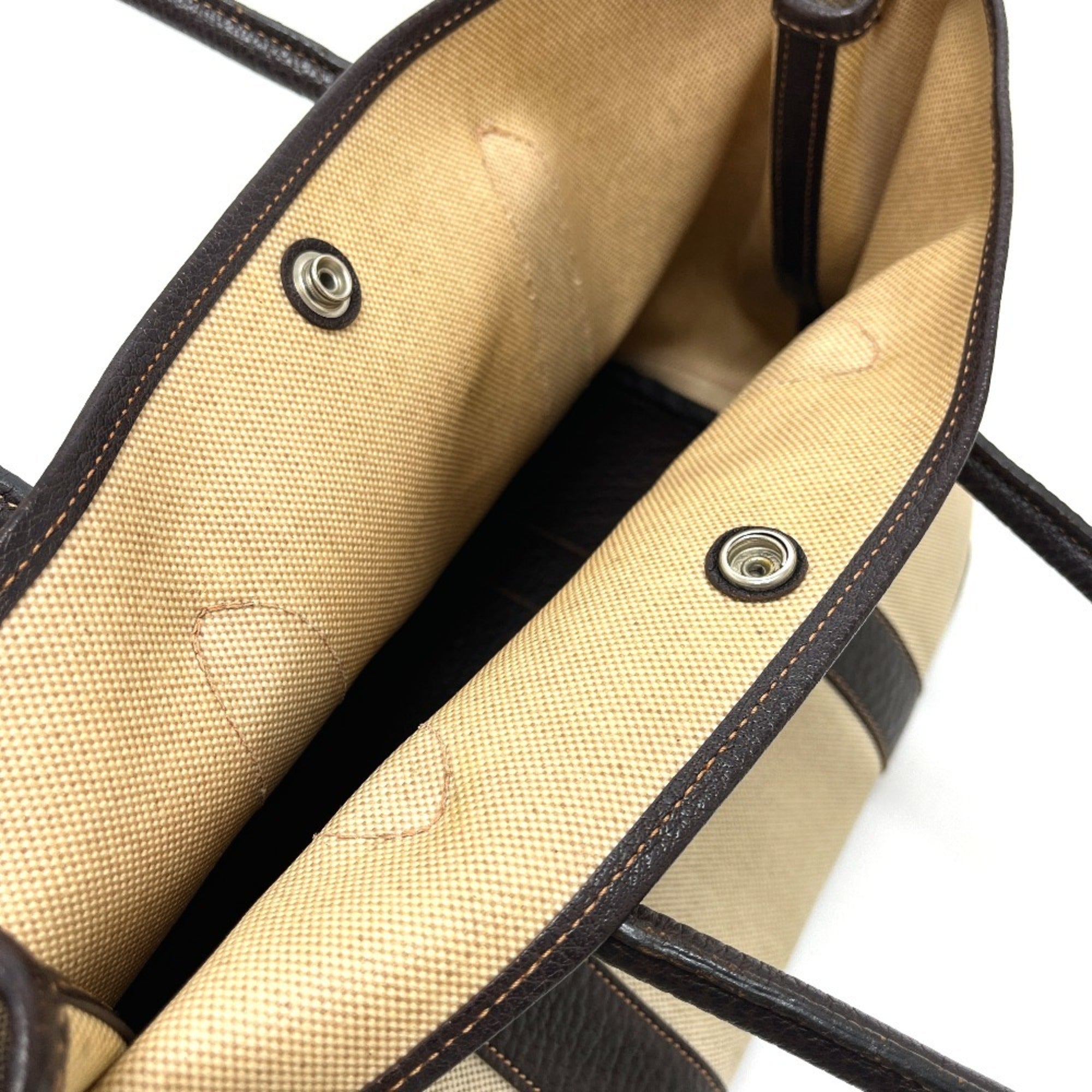Hermes Beige Brown Toile H Leather Handbag Tote Bag (Pre-Owned)