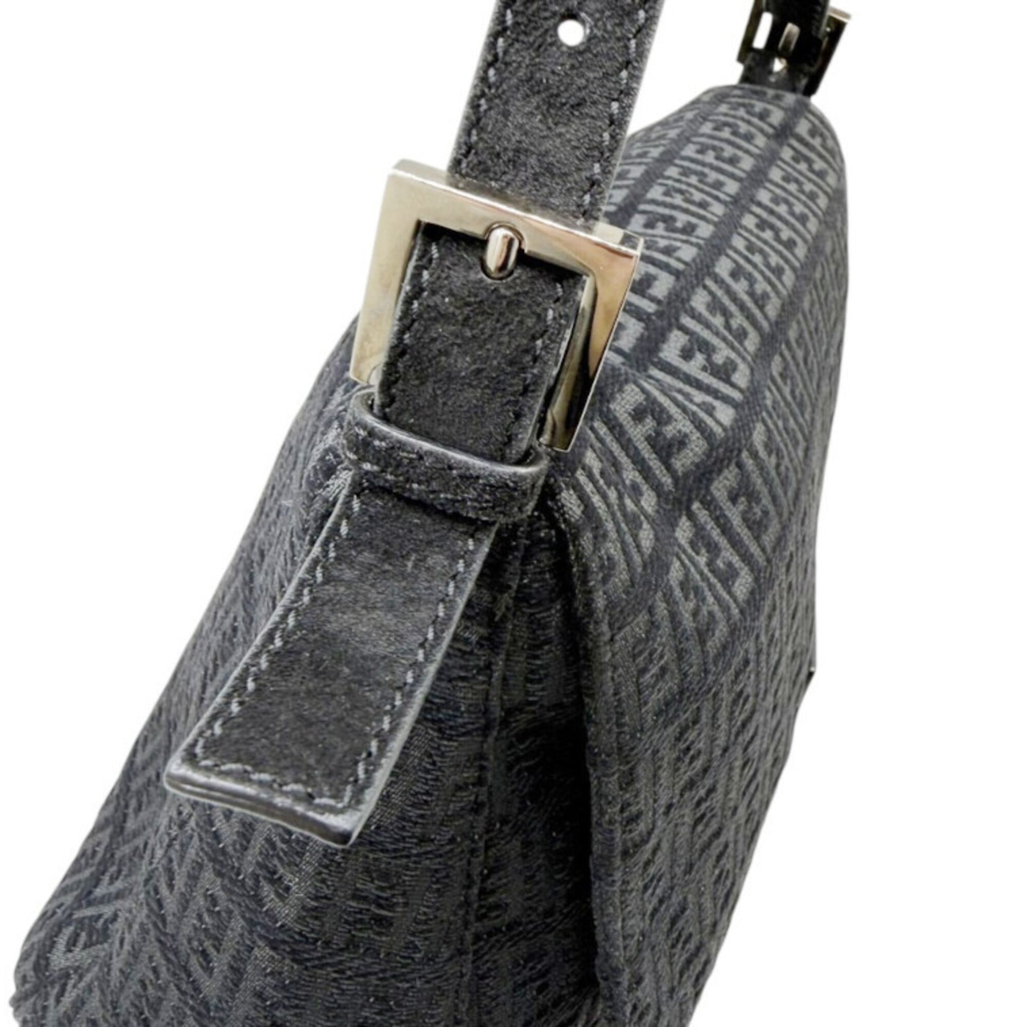Fendi Black Canvas Suede Leather Handbag (Pre-Owned)