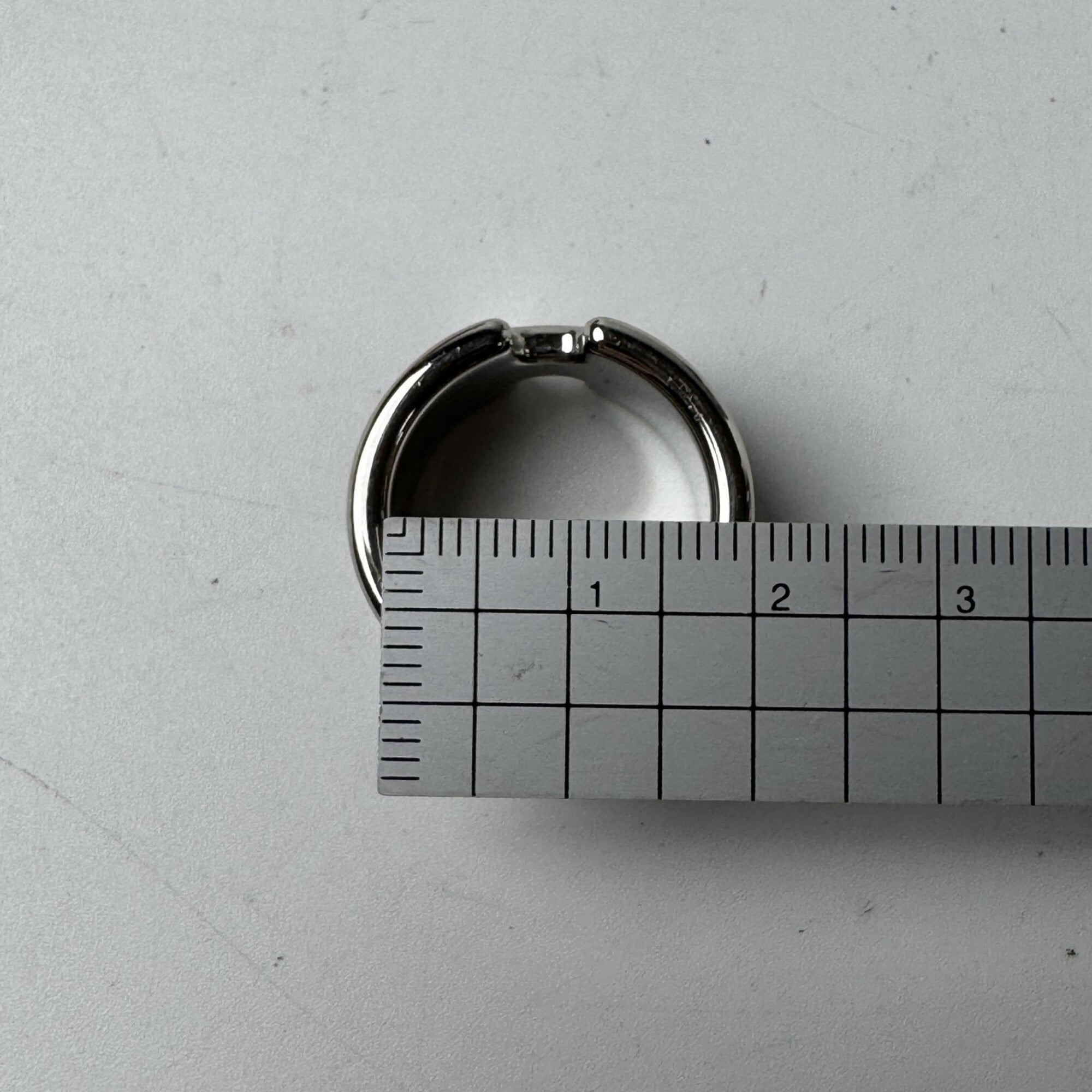 Hermes Silver Black Leather Metal Band Ring (Pre-Owned)