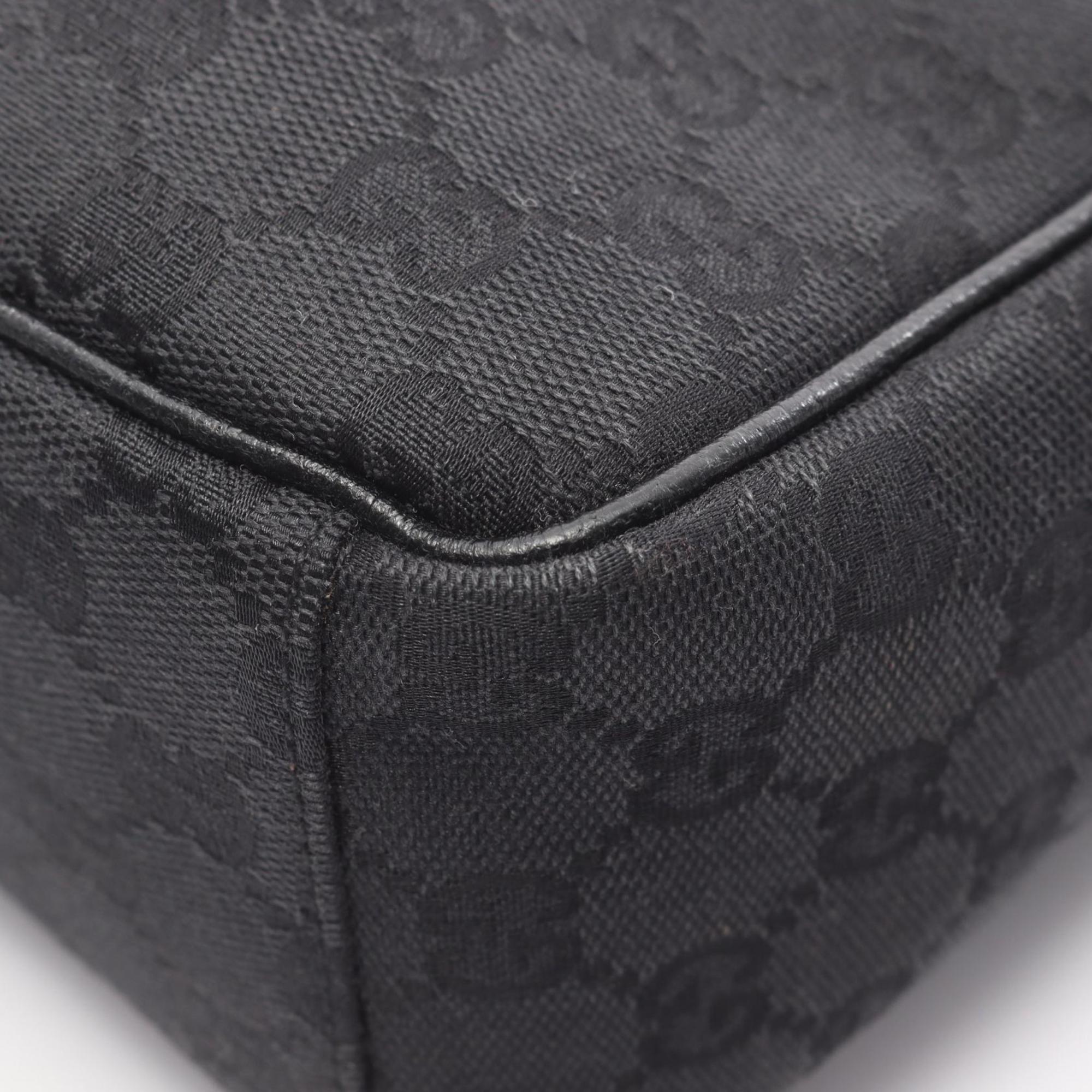 Gucci Black Gg Canvas Leather Handbag Shoulder Bag (Pre-Owned)
