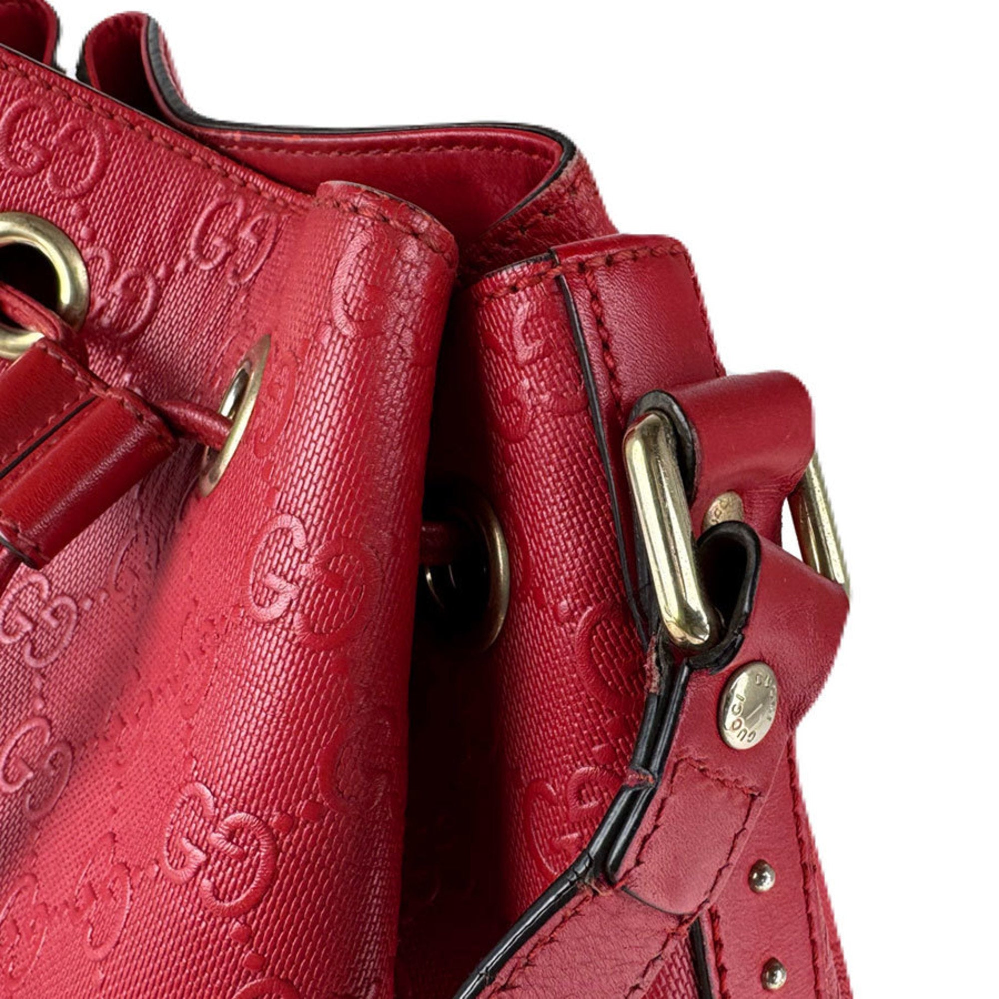 Gucci Red Color Leather Shoulder Bag (Pre-Owned)