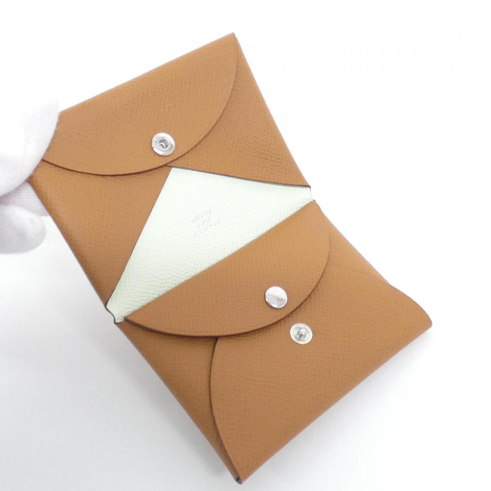 Hermes Gold Vert Epsom Leather Coin Purse/Coin Case (Pre-Owned)