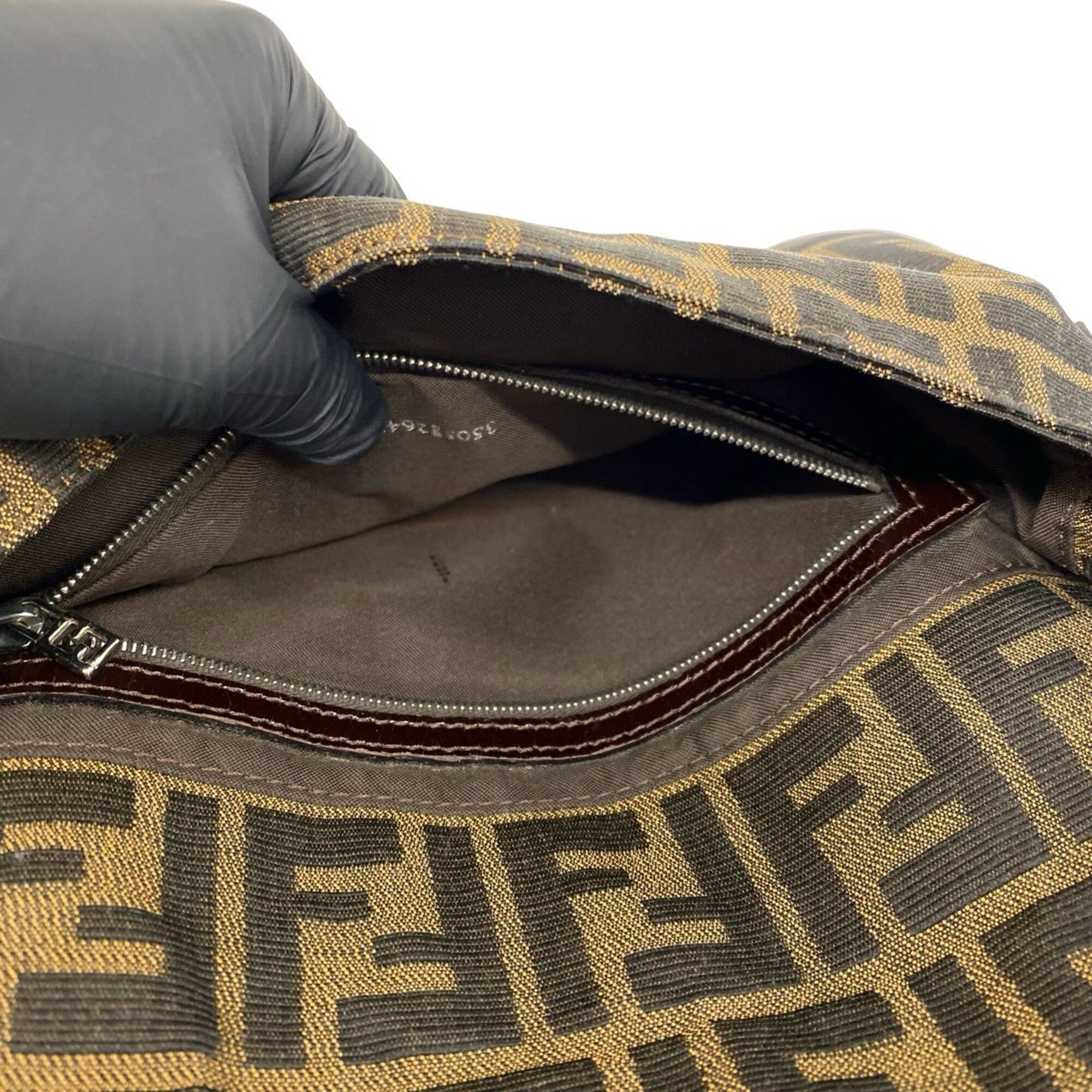 Fendi Black Brown Canvas Leather Handbag (Pre-Owned)