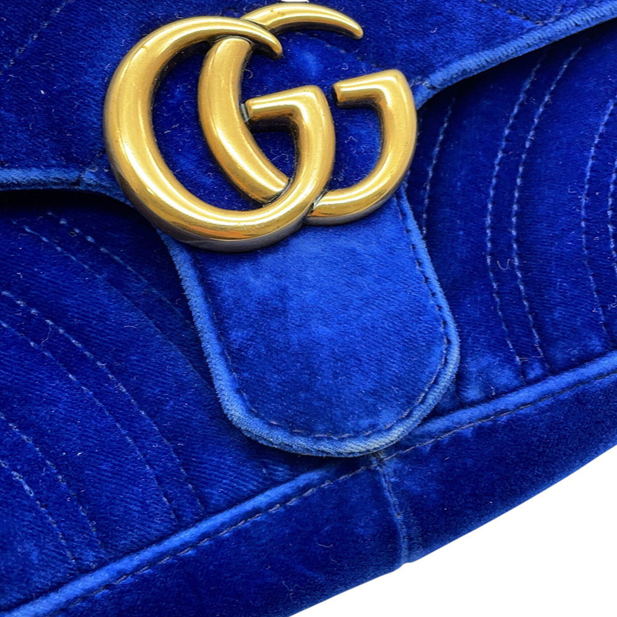 Gucci Gg Marmont Blue Leather Handbag Shoulder Bag (Pre-Owned)