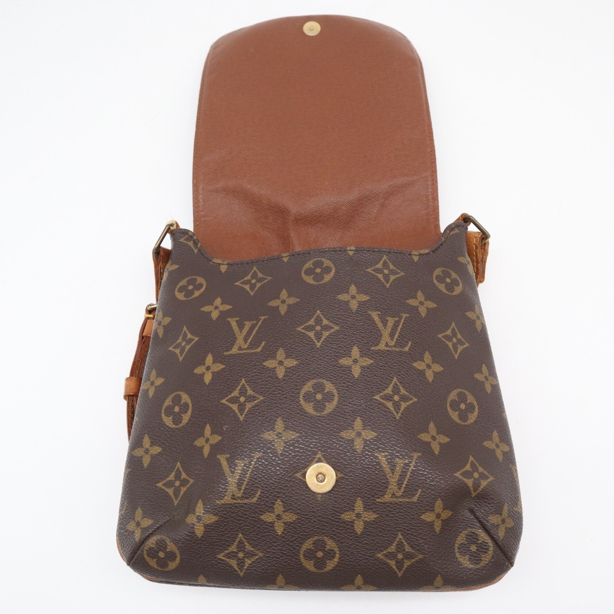 Louis Vuitton Beige Brown Monogram Coated Canvas Leather Shoulder Bag (Pre-Owned)