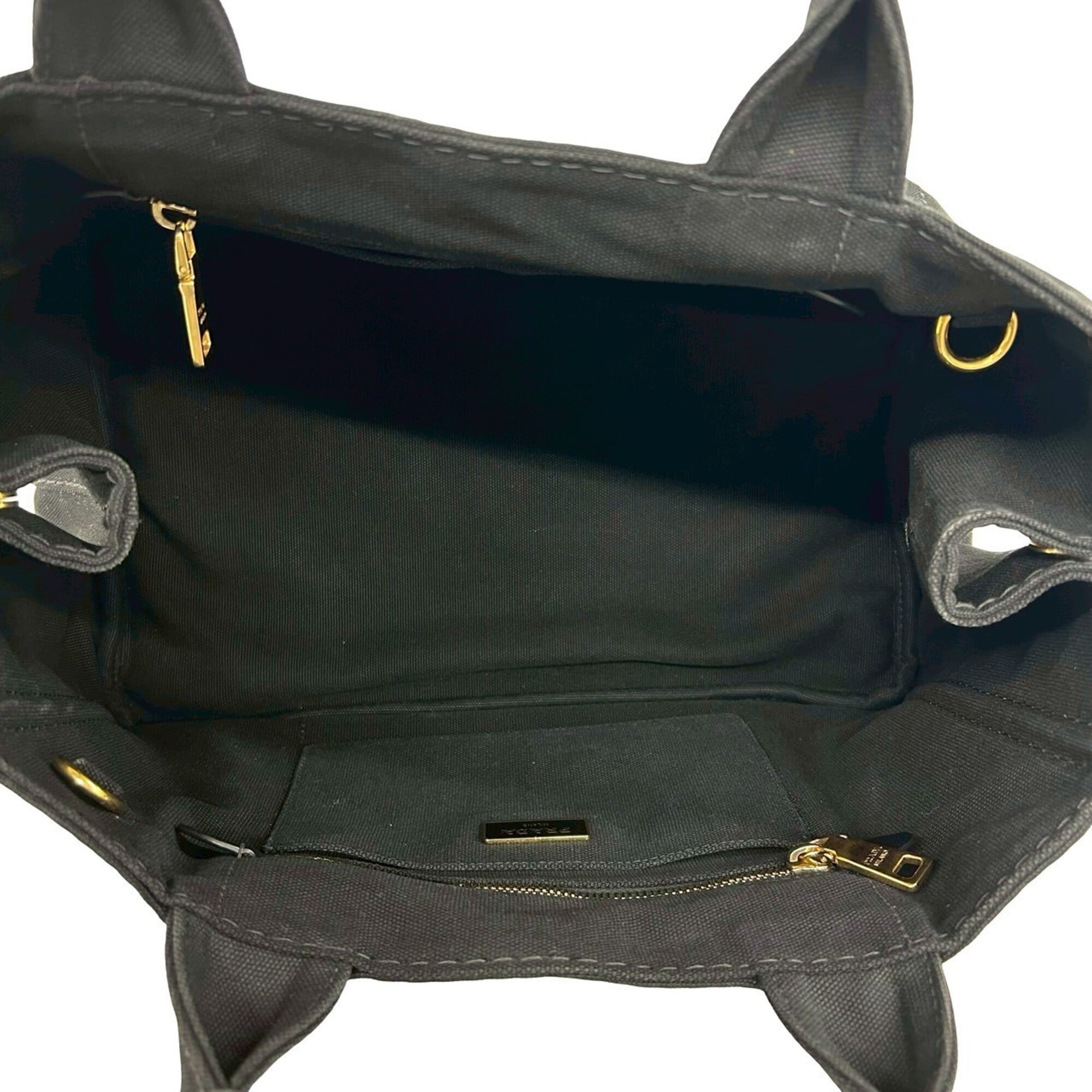 Prada Black Canvas Handbag Shoulder Bag Tote Bag (Pre-Owned)