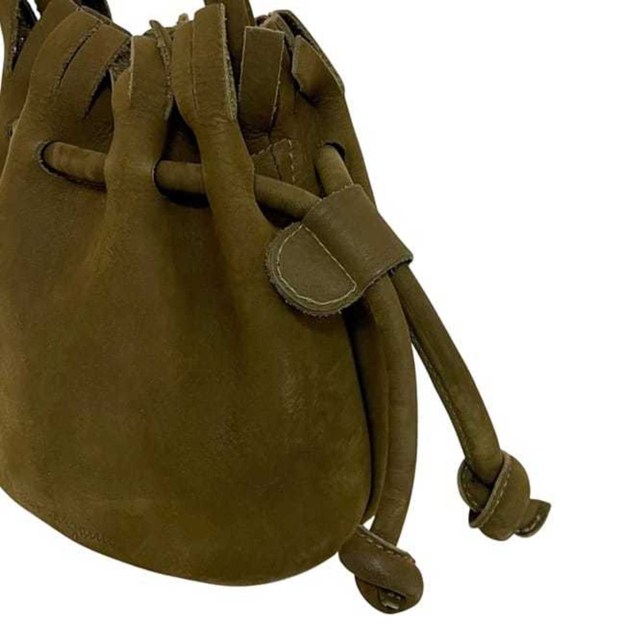 Salvatore Ferragamo Green Khaki Suede Leather Handbag (Pre-Owned)