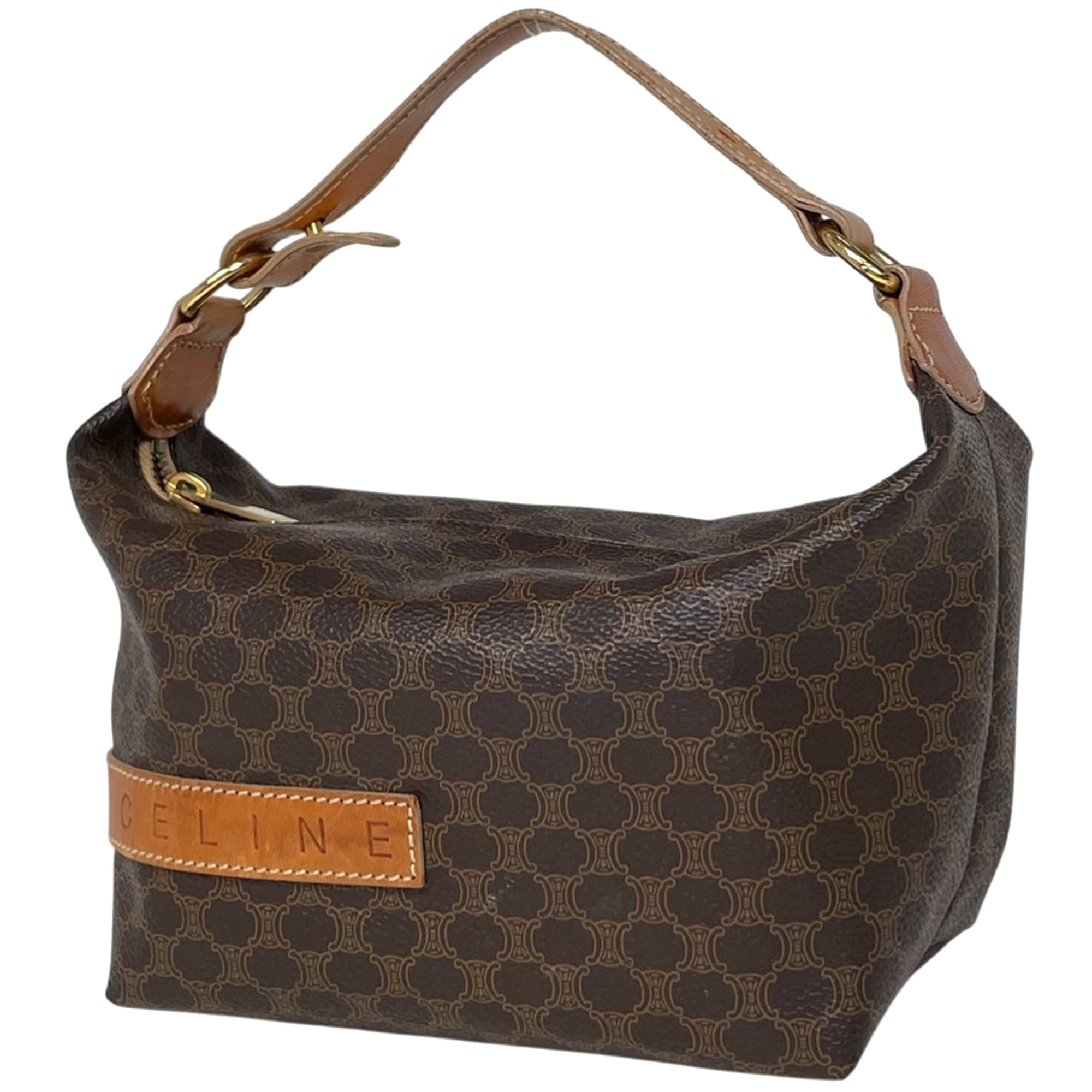 Celine Brown Coated Canvas Leather Handbag Pouch (Pre-Owned)