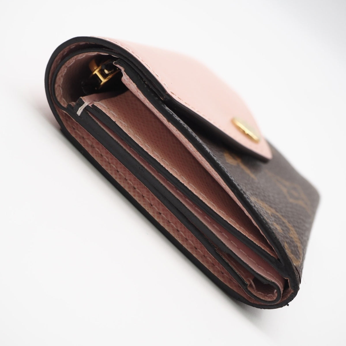 Louis Vuitton Monogram Beige Brown Pink Coated Canvas Wallet (Tri-Fold) (Pre-Owned)