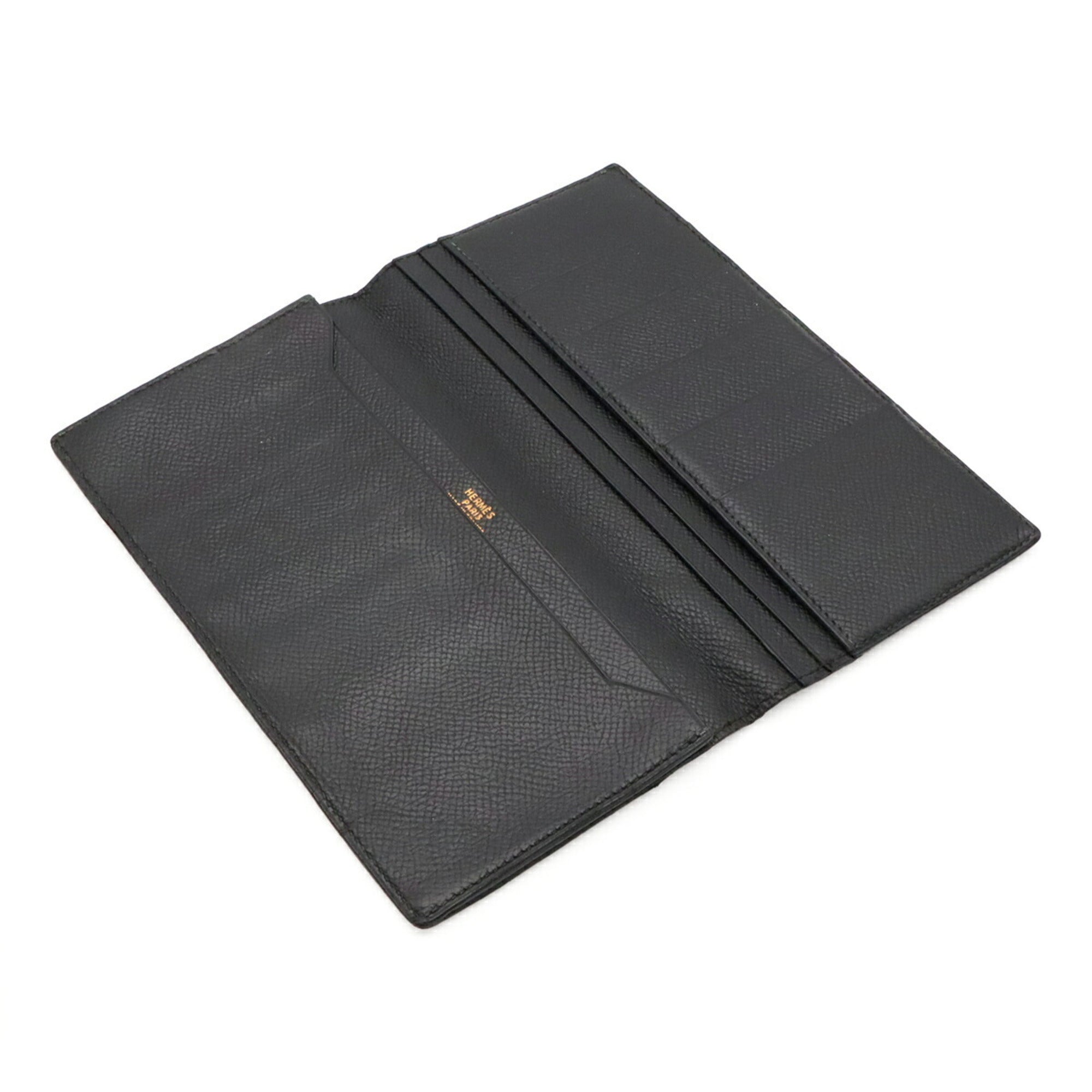 Hermes Black Epsom Leather Long Bill Wallet (Bi-Fold) (Pre-Owned)