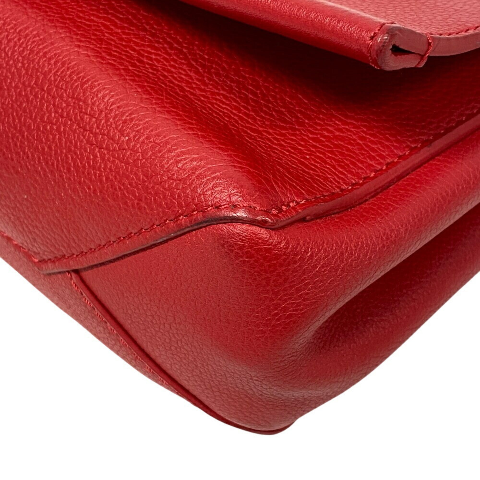 Louis Vuitton Red Color Leather Shoulder Bag (Pre-Owned)