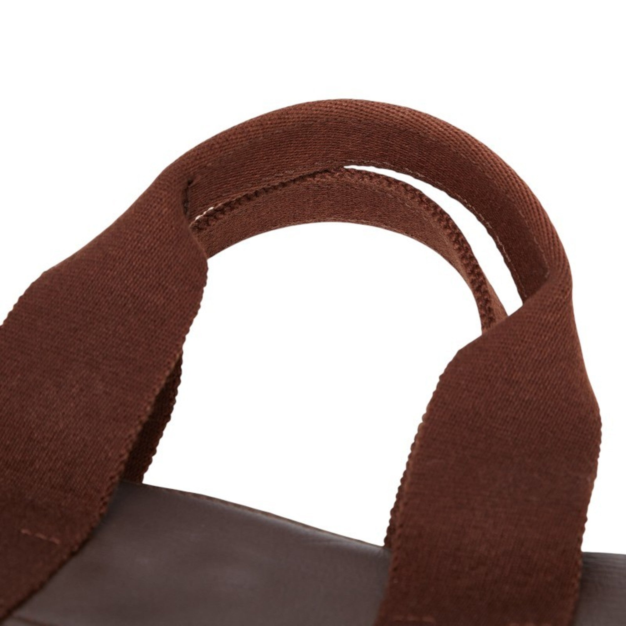 Hermes Brown Toile Chevron Leather Handbag Pouch Tote Bag (Pre-Owned)