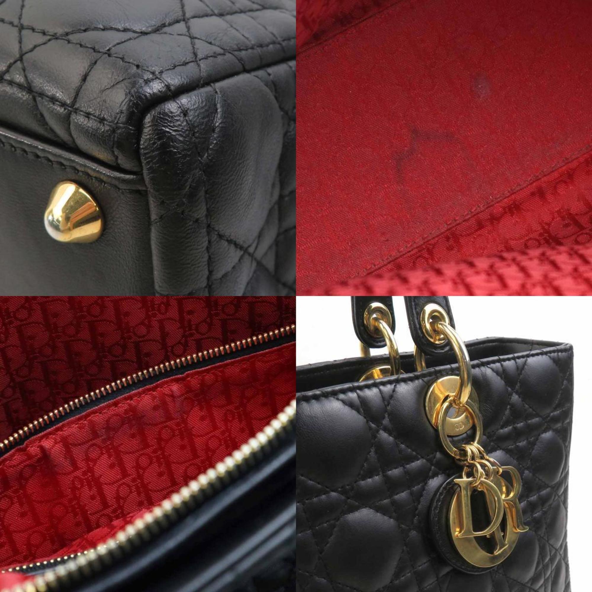 Christian Dior Black Leather Handbag Shoulder Bag (Pre-Owned)