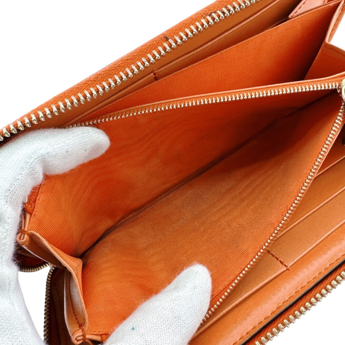 Gucci Orange Leather Long Wallet (Bi-Fold) (Pre-Owned)