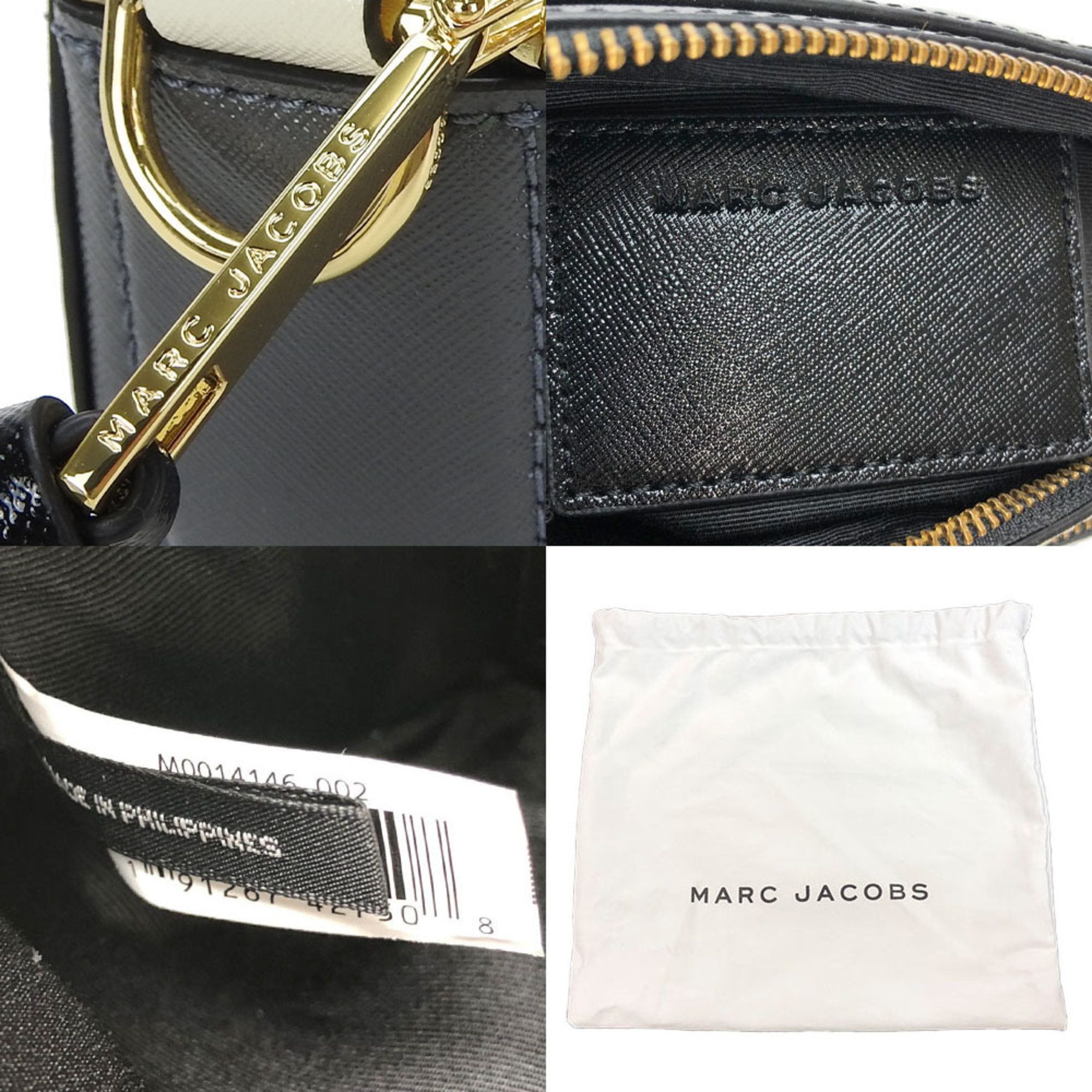 Marc Jacobs Black Gray Pink White Leather Shoulder Bag (Pre-Owned)