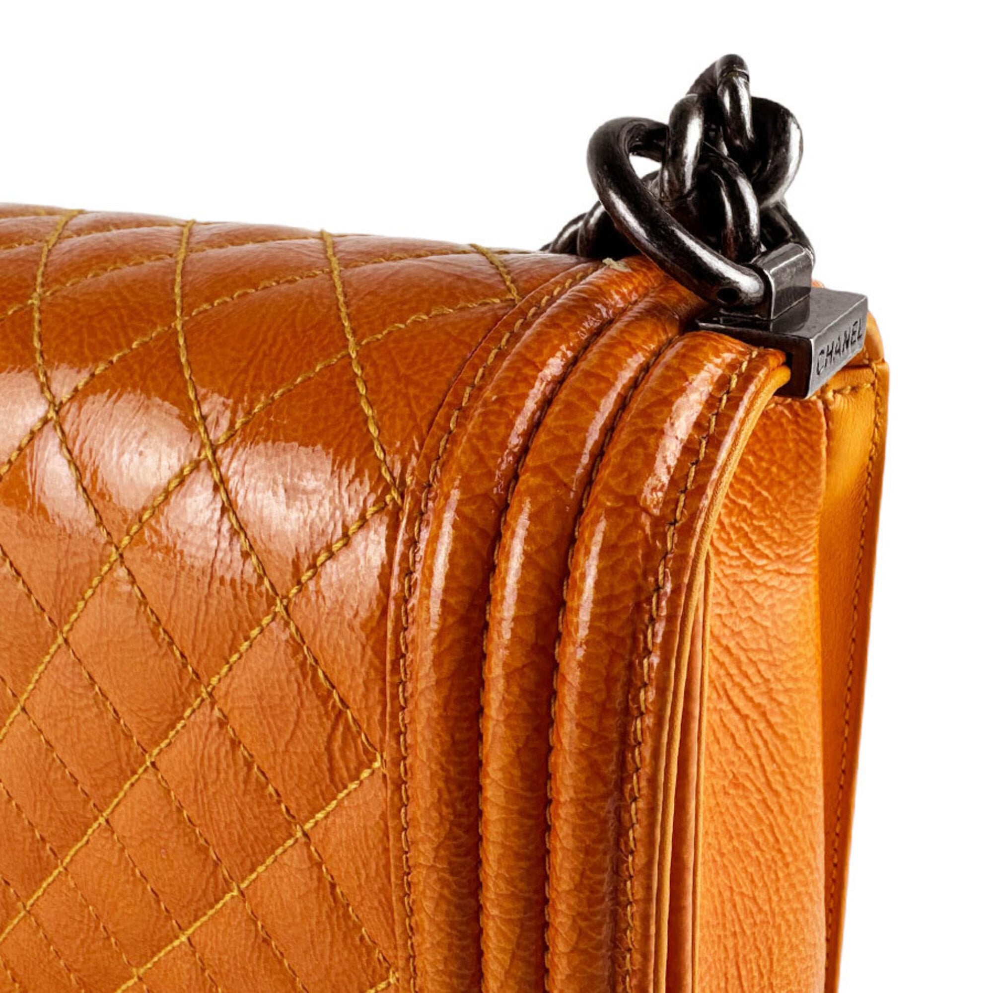 Chanel Orange Leather Shoulder Bag (Pre-Owned)
