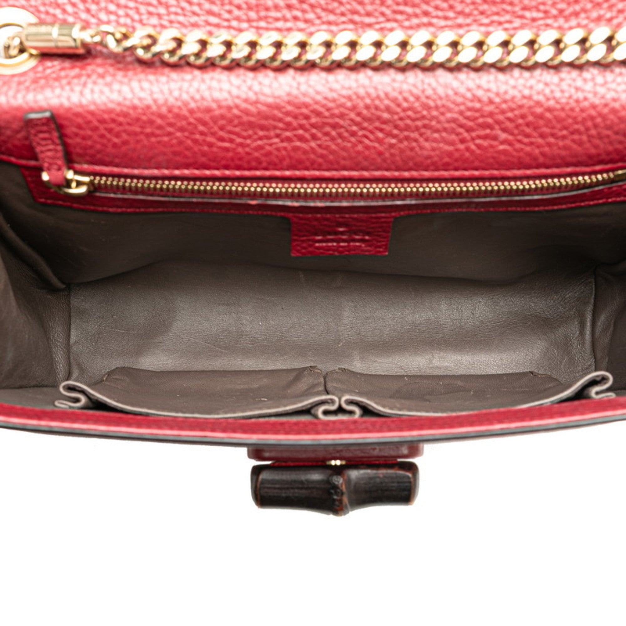 Gucci Red Color Wine Leather Shoulder Bag (Pre-Owned)
